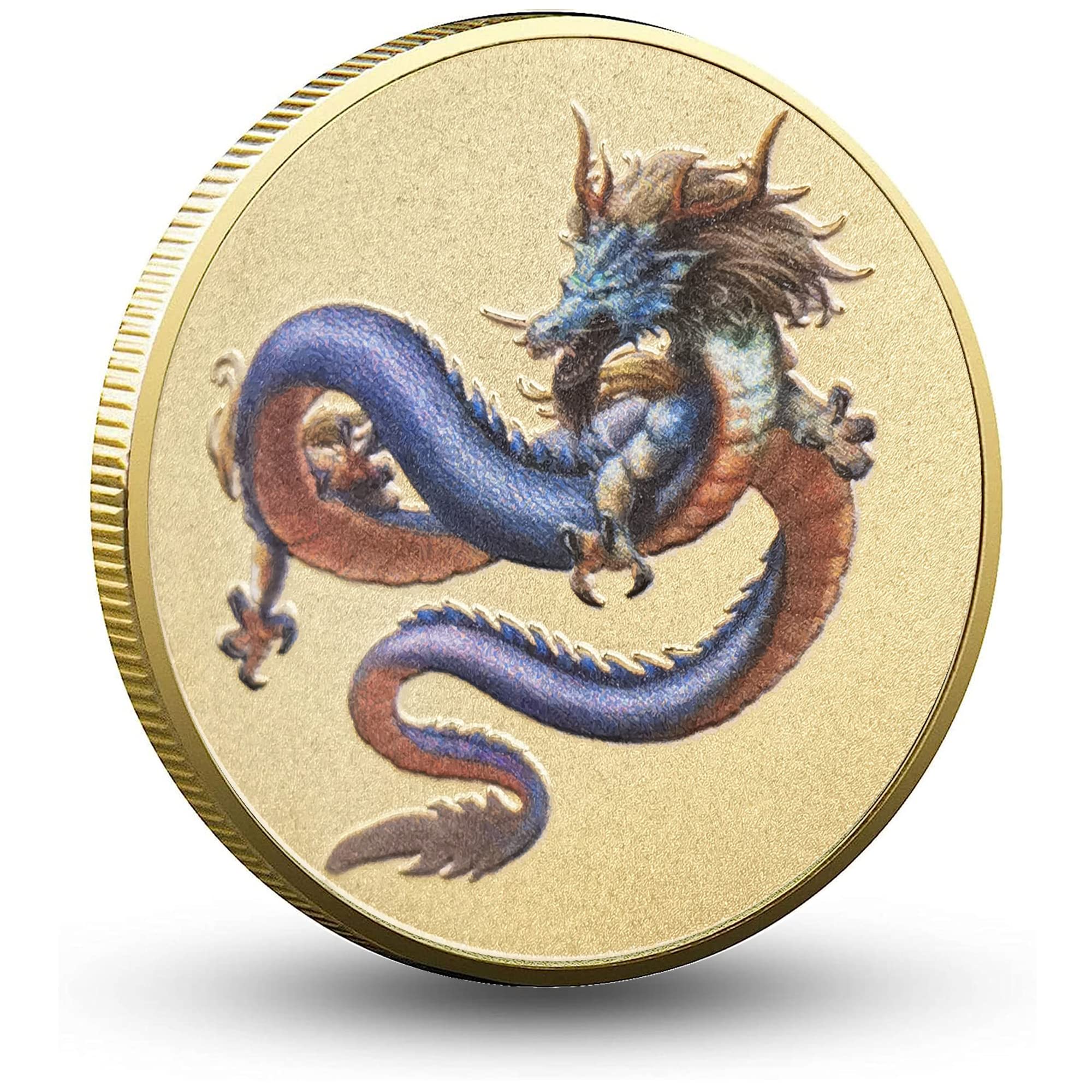 Chinese Holy Dragon and Traditional Auspicious Lucky Coin for Lottery Ticket Scratching - Attract Good Fortune - Good Luck Challenge Coin