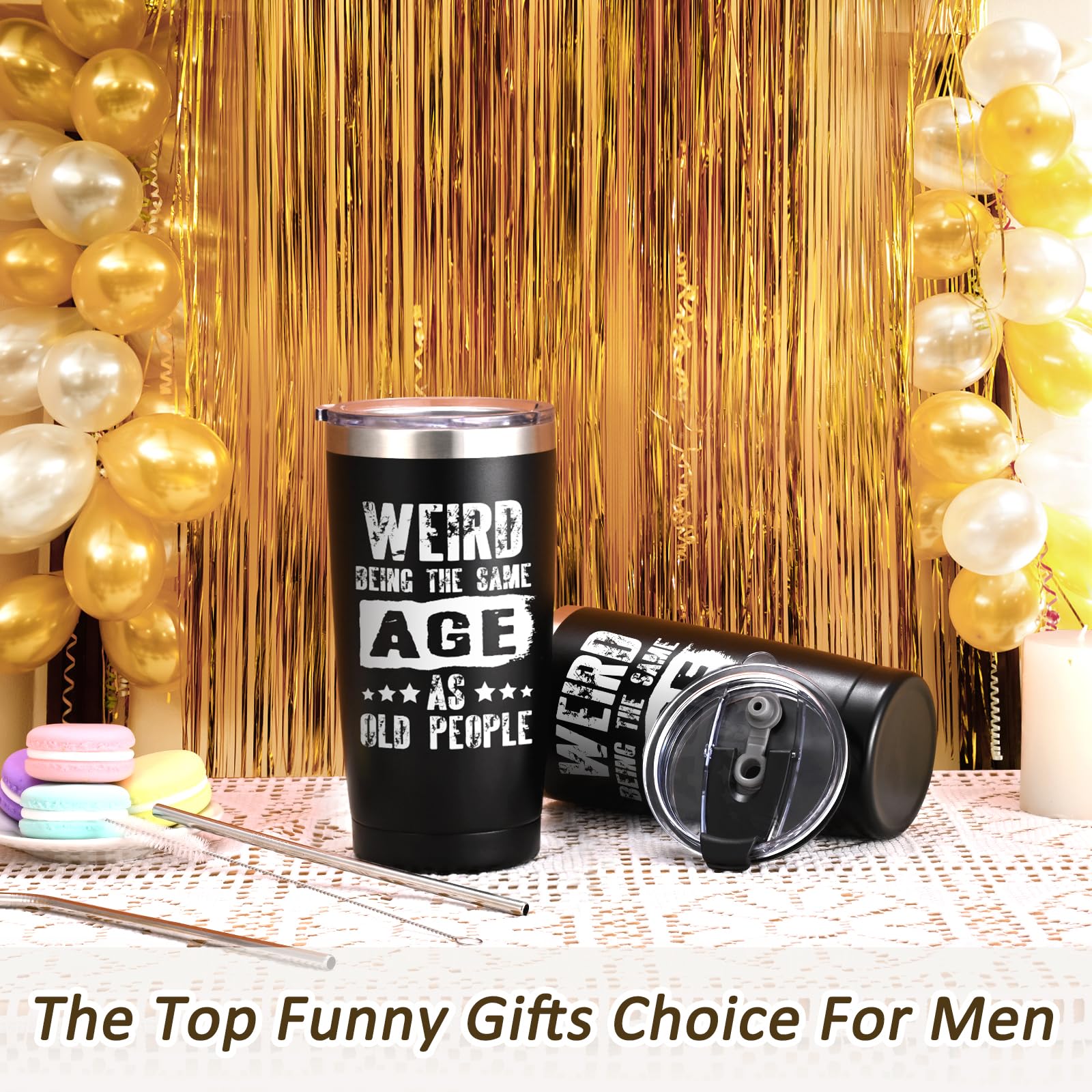 LiqCool Funny Birthday Gifts for Men, Unique Gag Birthday Gifts Ideas for 40th 50th 60th 70th 80th, Cool Weird Old People 20oz Tumbler for Dad Husband Friend Grandpa Him Valentines Day