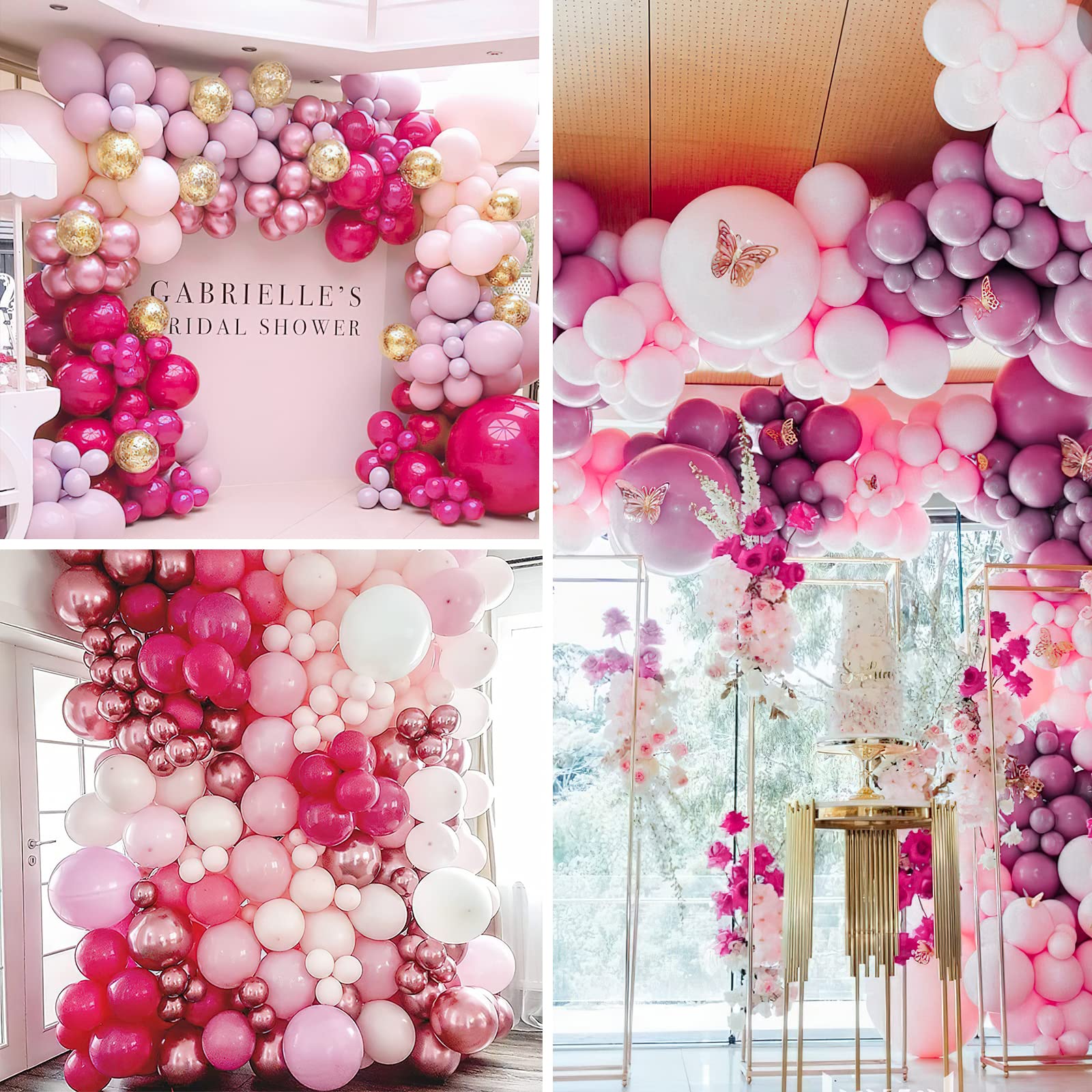 PartyWoo 140 pcs Burgundy & Pink Balloon Kit - Burgundy, Gold, Pastel & Dusty Pink Balloons for Birthday & Wedding Decorations