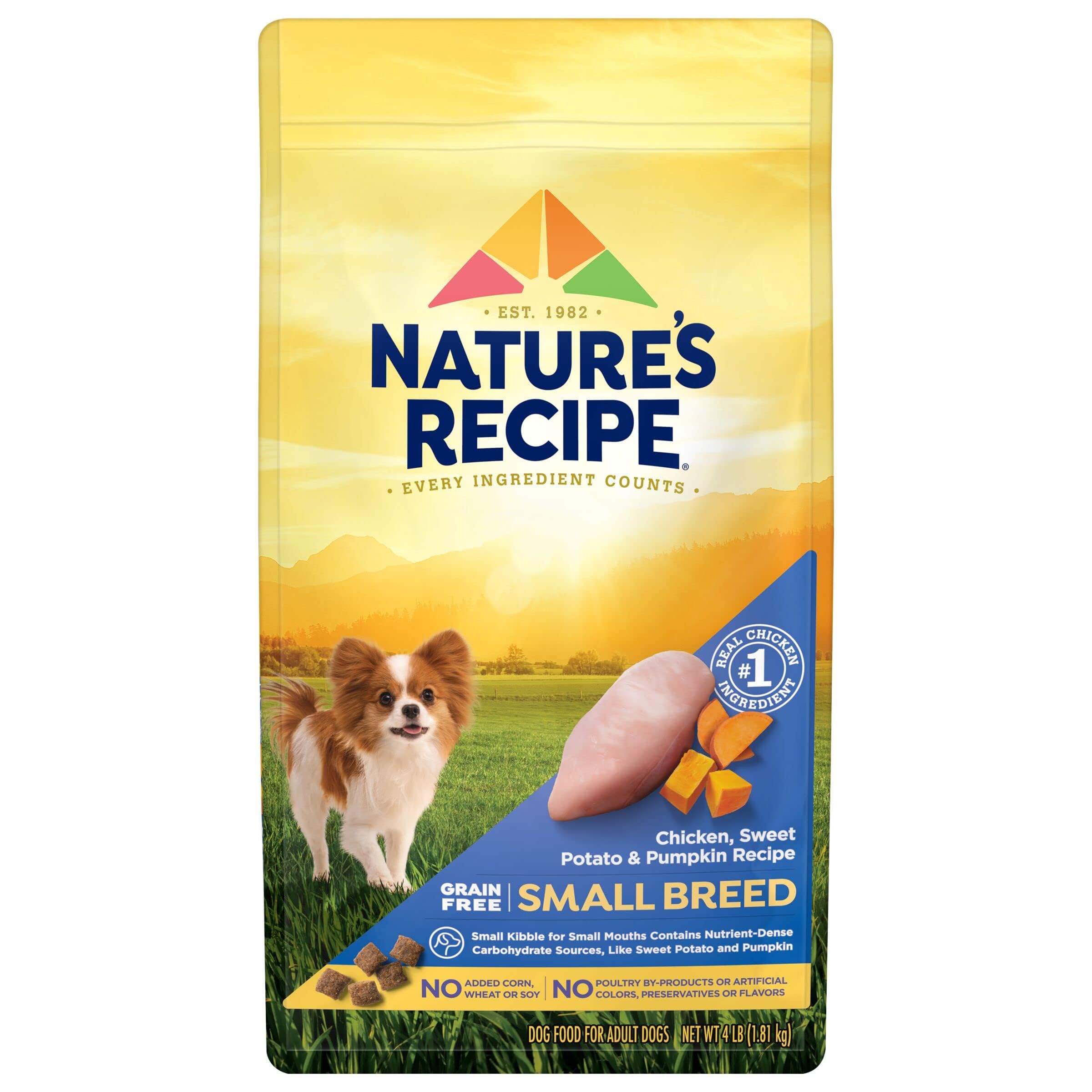 Nature′s Recipe Grain Free Small Breed Chicken, Sweet Potato & Pumpkin Recipe Dry Dog Food, 4 lb. Bag