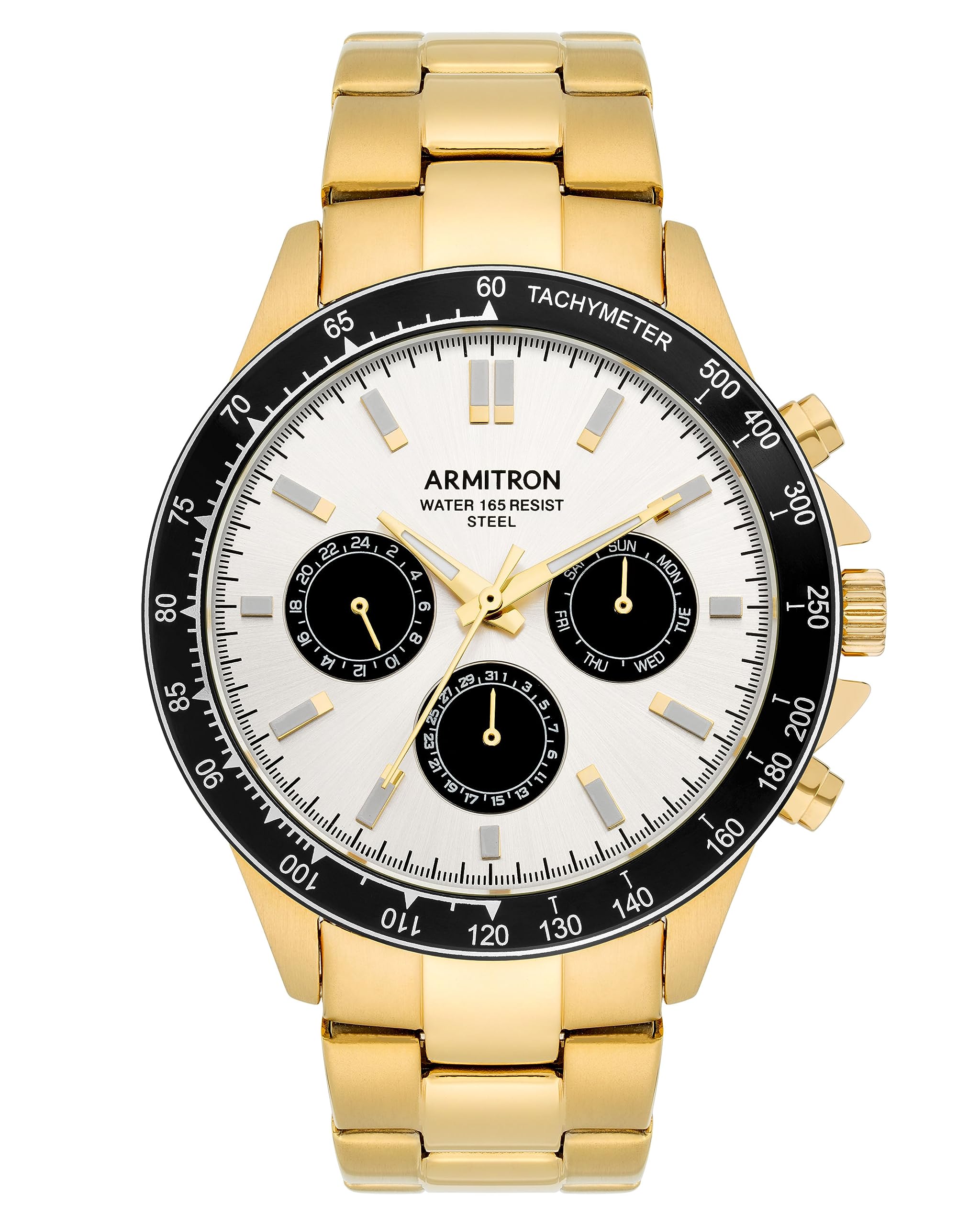 Armitron Men's Analog Multi-Zone Silver-Tone Dial Gold-Tone Stainless Steel Bracelet Watch, 20/5575SBGP