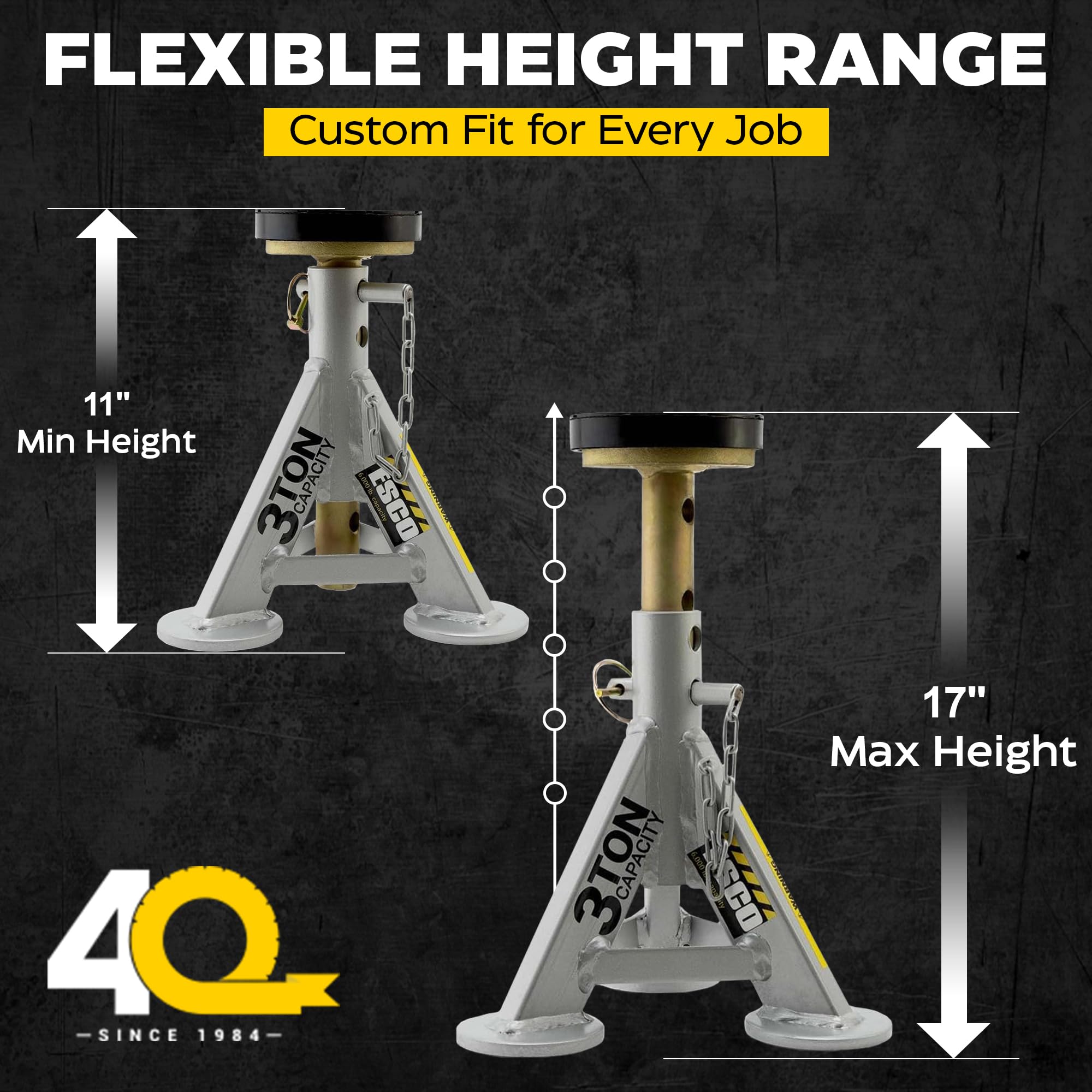 ESCO 3 Ton Performance Shorty Low Profile Jack Stands, 1 Pair