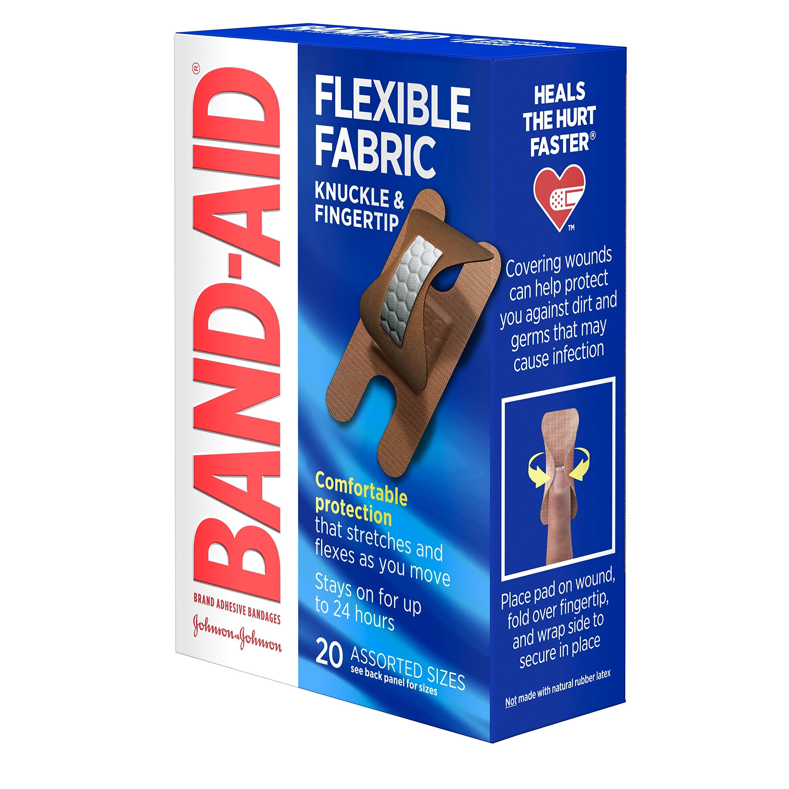 BAND-AID Brand Flexible Fabric Bandages Knuckle & Fingertip, 20 Count (Pack of 2)