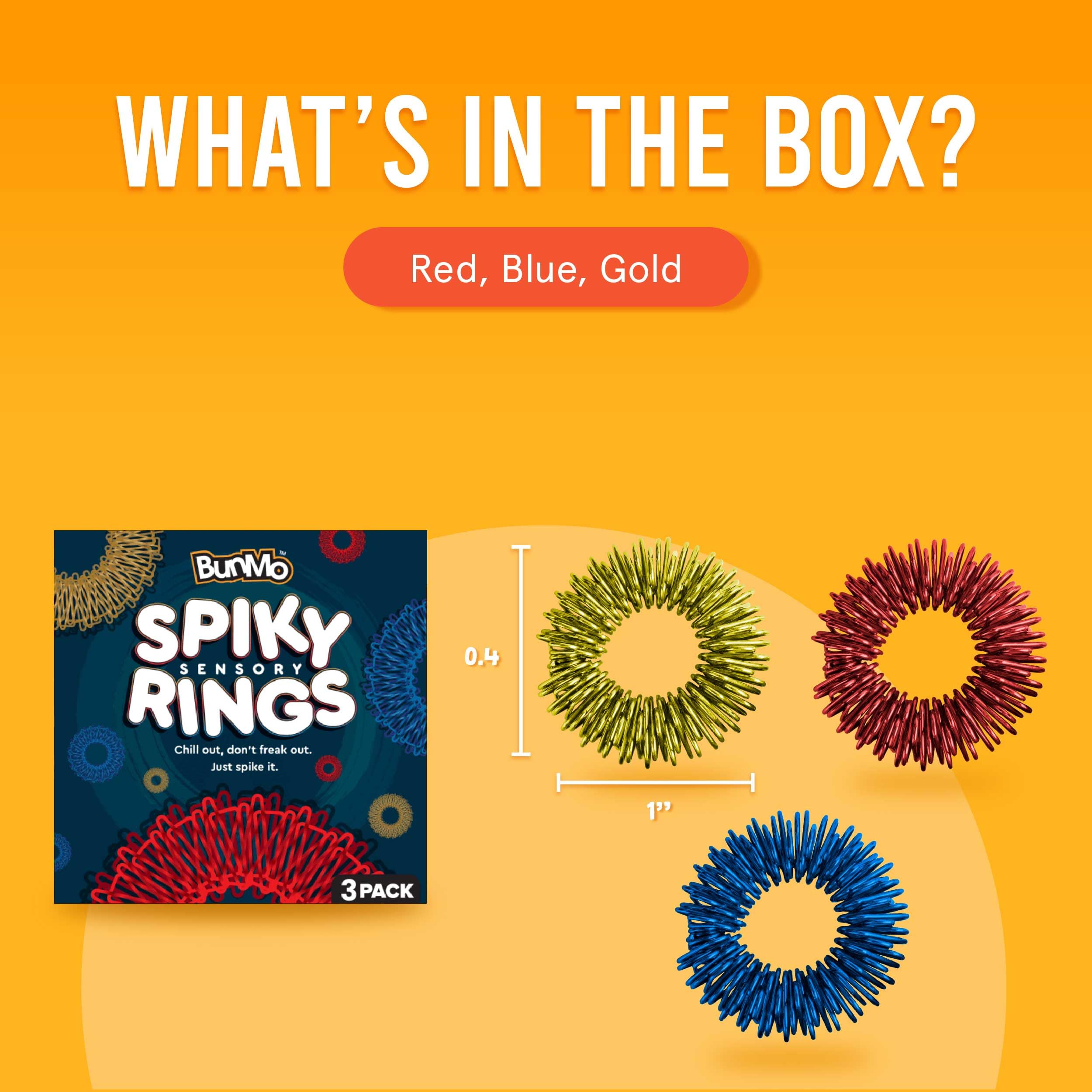 BunMo Fidget Ring Bundle | Spiky Sensory & Magnetic Rings | 3-Pack Fidgets for Adults & Teens 14+