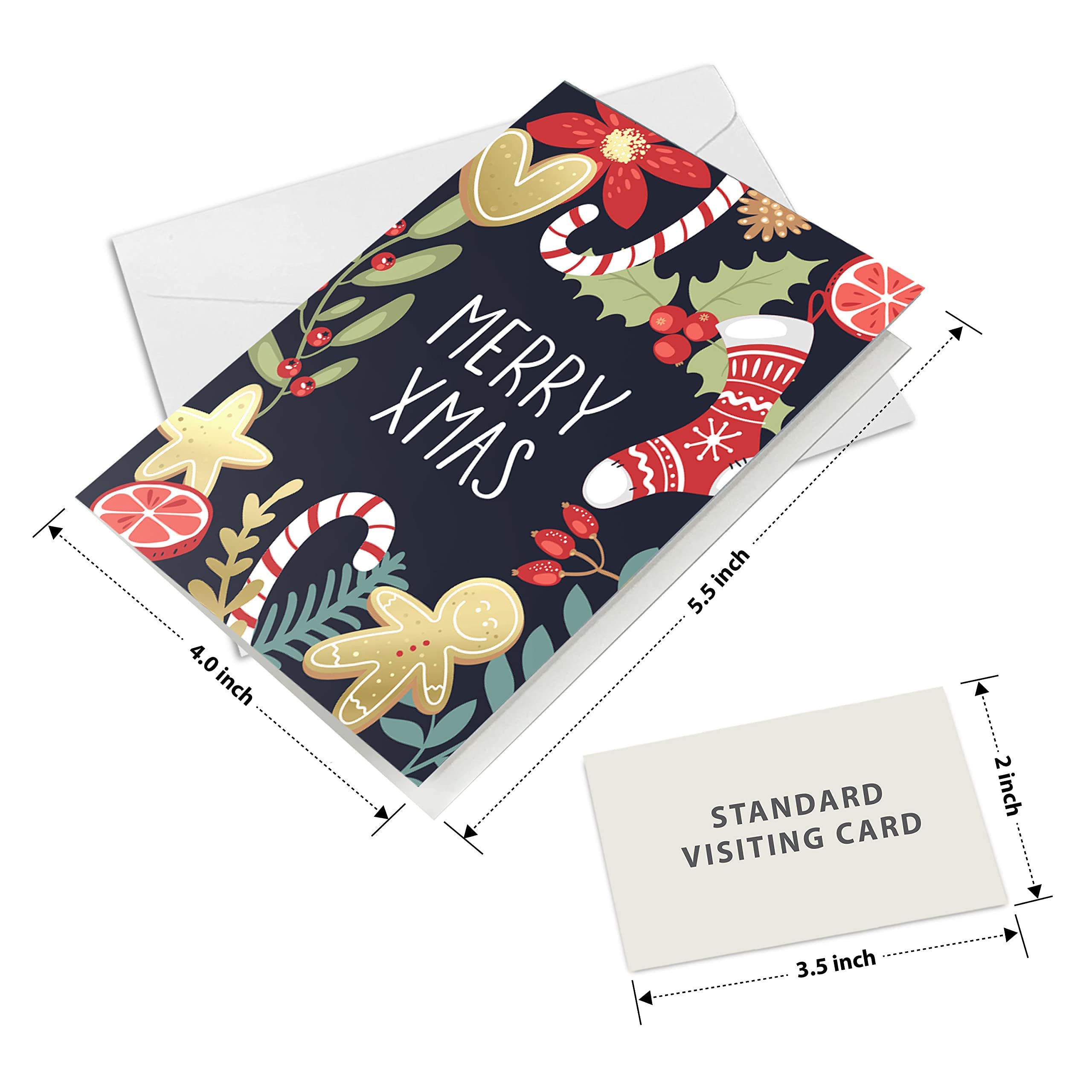 easykart labels 24 Christmas Cards with Envelopes, 6 Assorted Floral Designs With Gold Foil, 5.5 x 4 Inch Size For Friends, Family and loved Ones