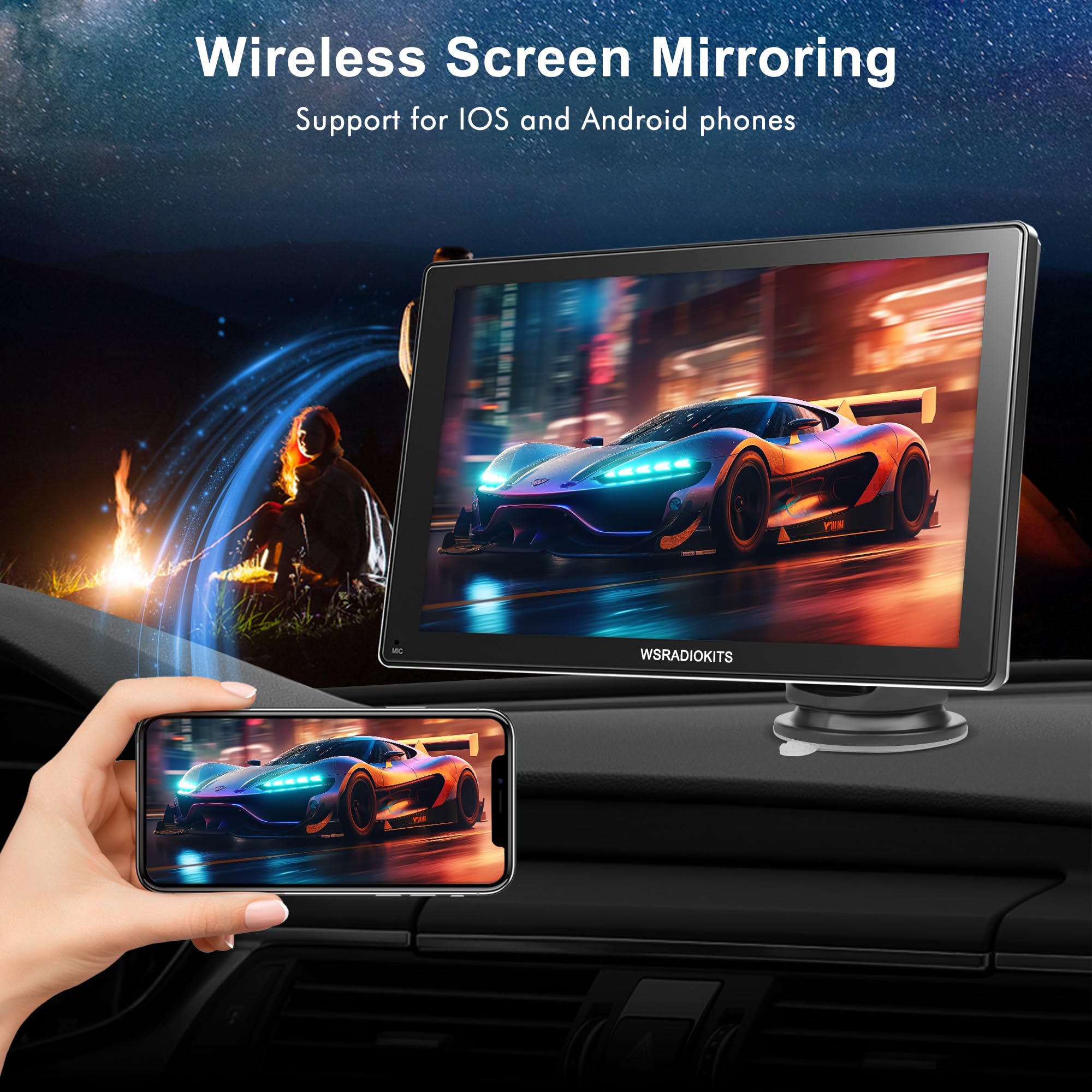 Wireless Carplay Touchscreen with Backup Camera: Portable Carplay & Android Auto Car Stereo, Car Audio Receivers with Mirror Link, GPS Navigation, Car Audio Receivers, Car Stereo, Bluetooth (9 inches)