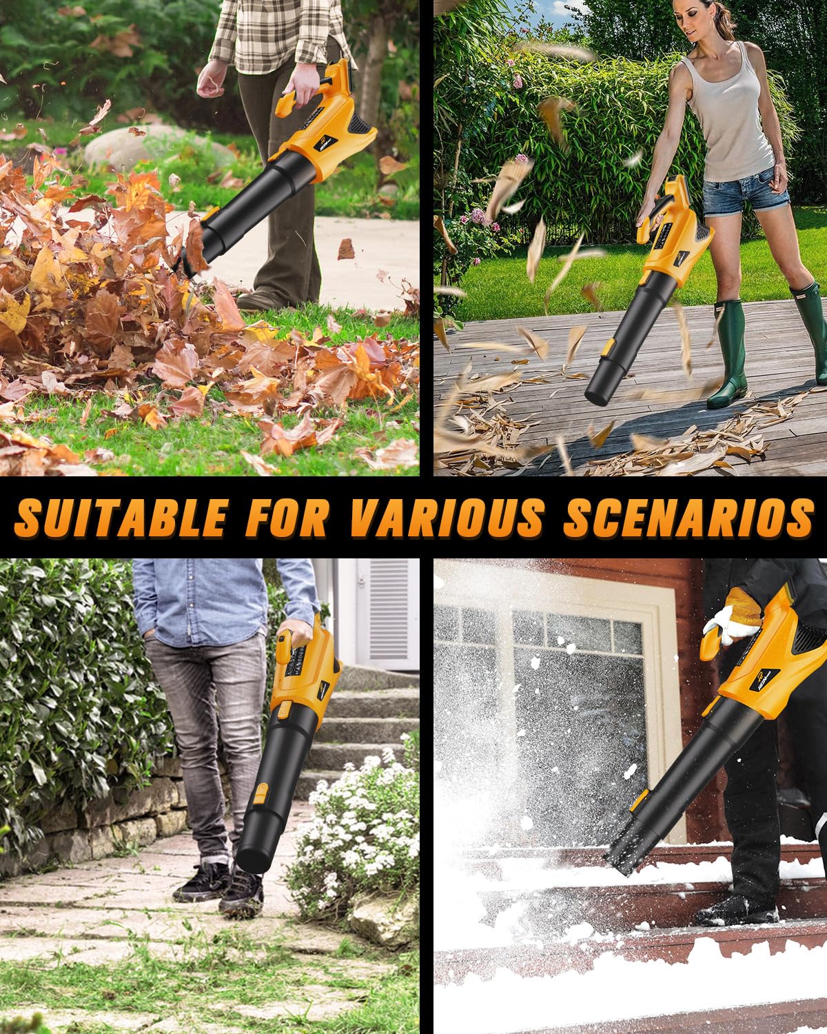 HEINPRO Cordless Leaf Blower Up to 500CFM Compatible with DEWALT 20V Max Battery (No Battery), Electric Leaf Blower Cordless with 5 Speed Modes, Battery Powered Leaf Blowers for Lawn Care, Yard