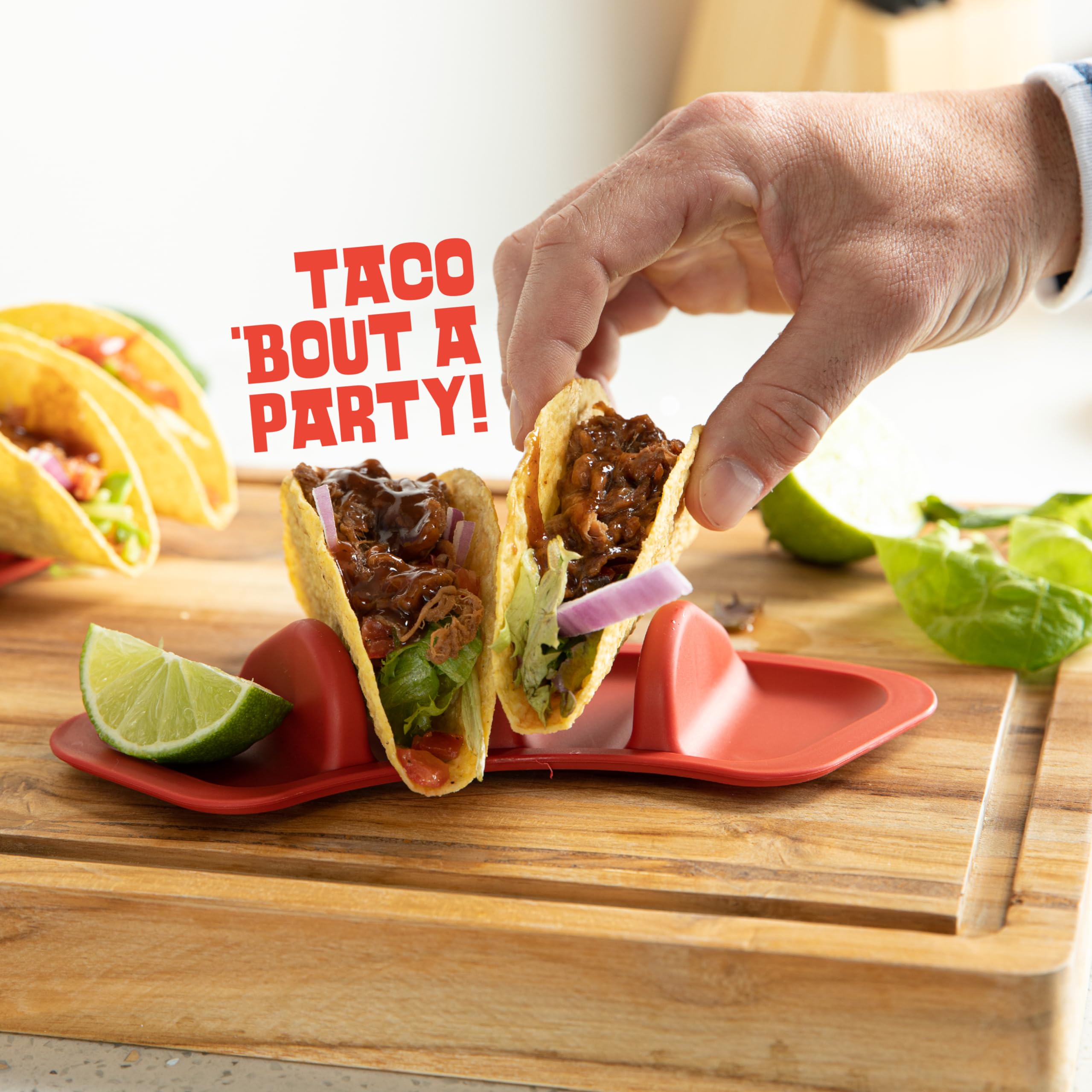 Taco Tuesday Kit - Taco Bar Serving Set for a Party - 30oz Heated Pot, 4 Taco Holders, & Detachable Lazy Susan Tray - Taco Night Fiesta – Unique Couple & Housewarming Gift Set Ideas