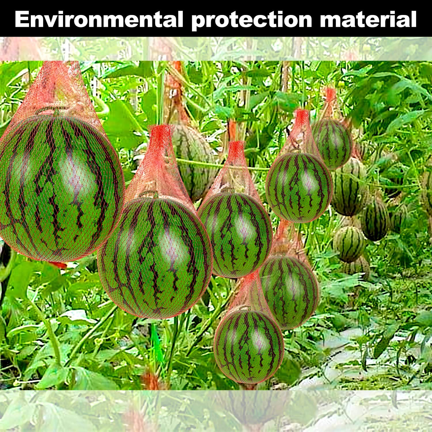 Melon Hammock Watermelon Nets, Heavy Duty Watermelon Net for Garden Melon Net for Trellis Vertical Garden Growing, Honeydew Melon Nets with Drawstring, 50Pcs (16-22lbs)