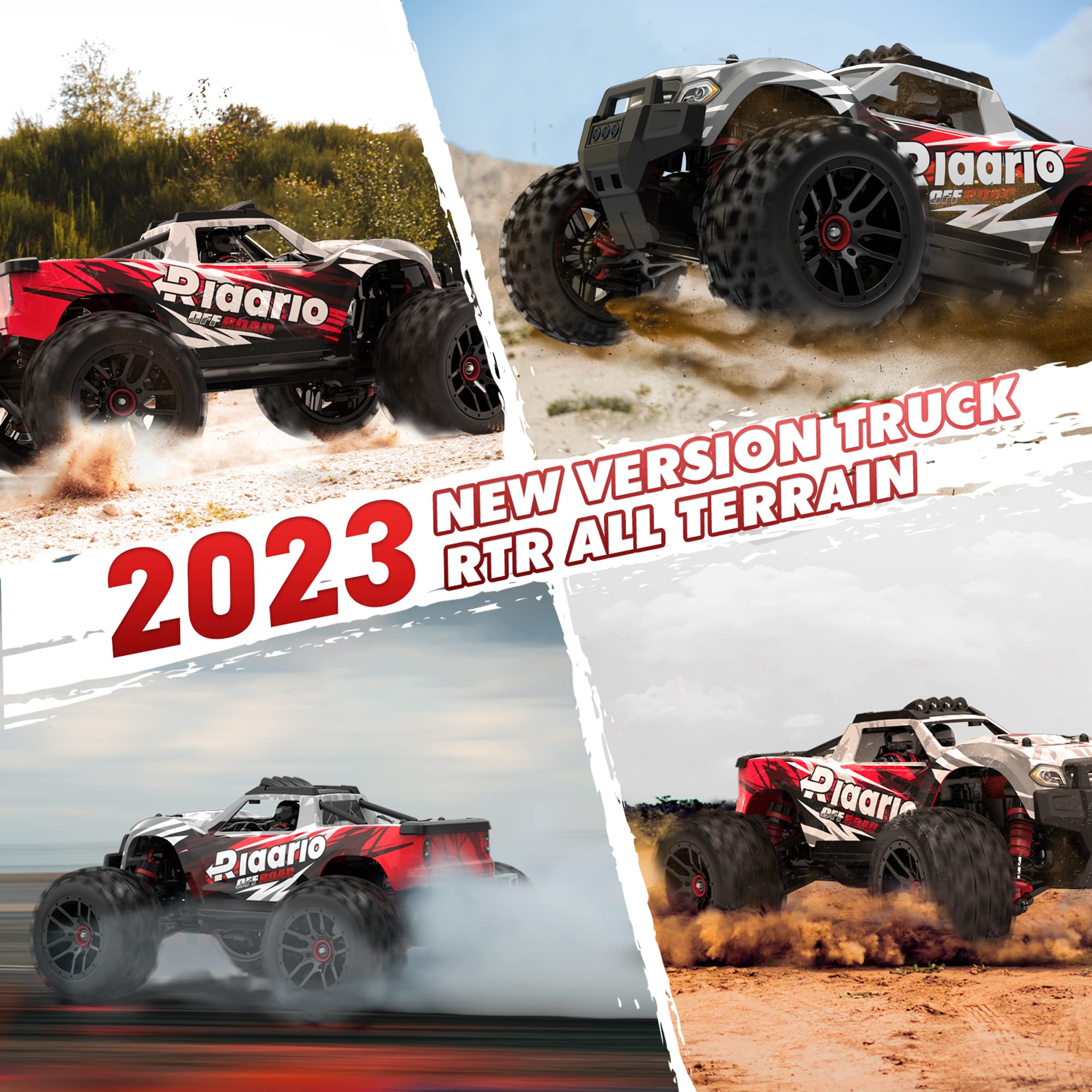 RIAARIO 1:18 All Terrain RC Car, 36 KPH High Speed Remote Control Car with 2.4 GHz Remote Control, 4WD Electric Vehicle Off-Road Truck, 4X4 Waterproof RC Trucks with 2 Rechargeable Batteries