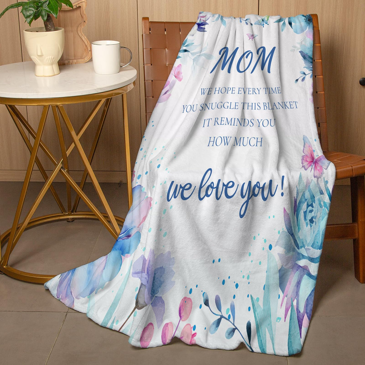 Gifts for Mom, Mom Christmas Birthday Gifts for Mom, Gifts for Mom from Daughter Son, Best Mom Gift for Mom Unique, New Mom Gifts Soft Throw Blanket with Floral 50x60in