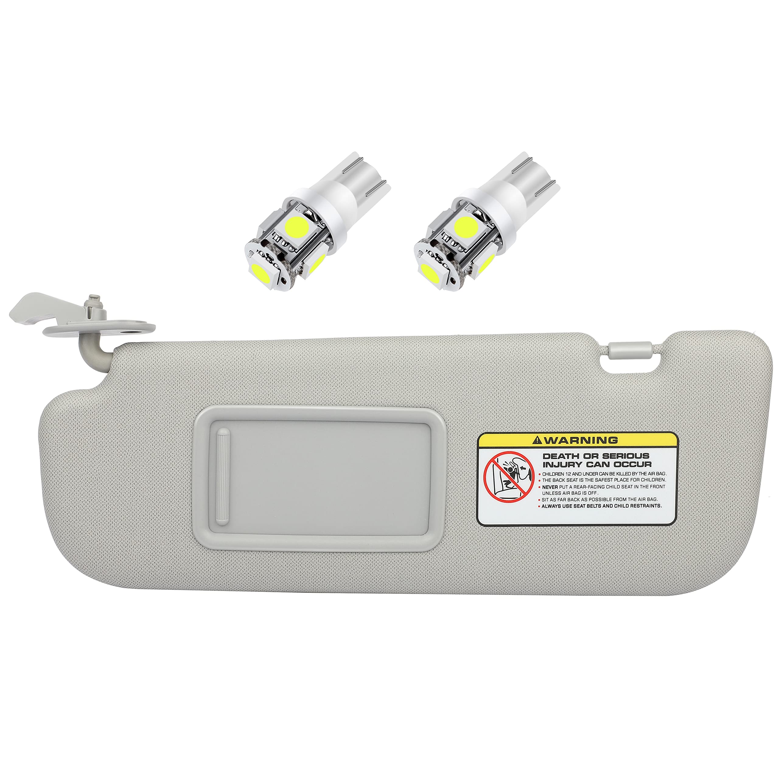 SCITOO Left Driver Side Sun Visor Assembly fit for Hyundai Elantra 2011-2015 without Sunroof (Gray)