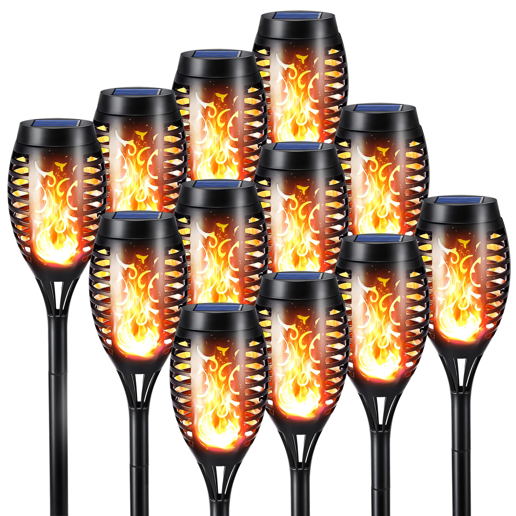 Toodour Solar Torch Flame Lights, 12 Pack Solar Lights Outdoor with Flickering Flame, Waterproof Solar Pathway Lights Landscape Decoration Lighting for Garden, Lawn, Yard, Outdoor Decorations