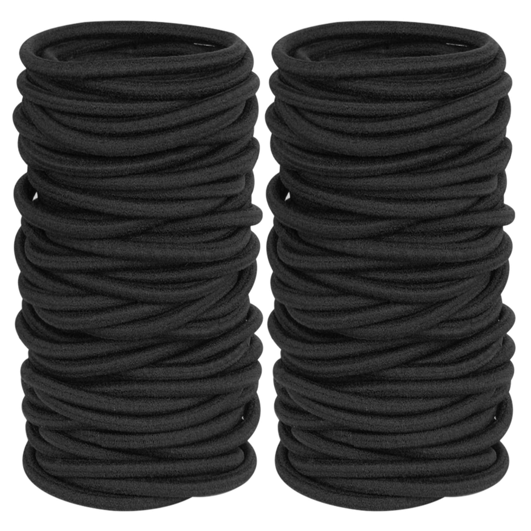 GOSICUKA 120 Pieces Black Hair Ties for Thick and Curly Hair Ponytail Holders Hair Elastic Band for Women or Men(4mm)