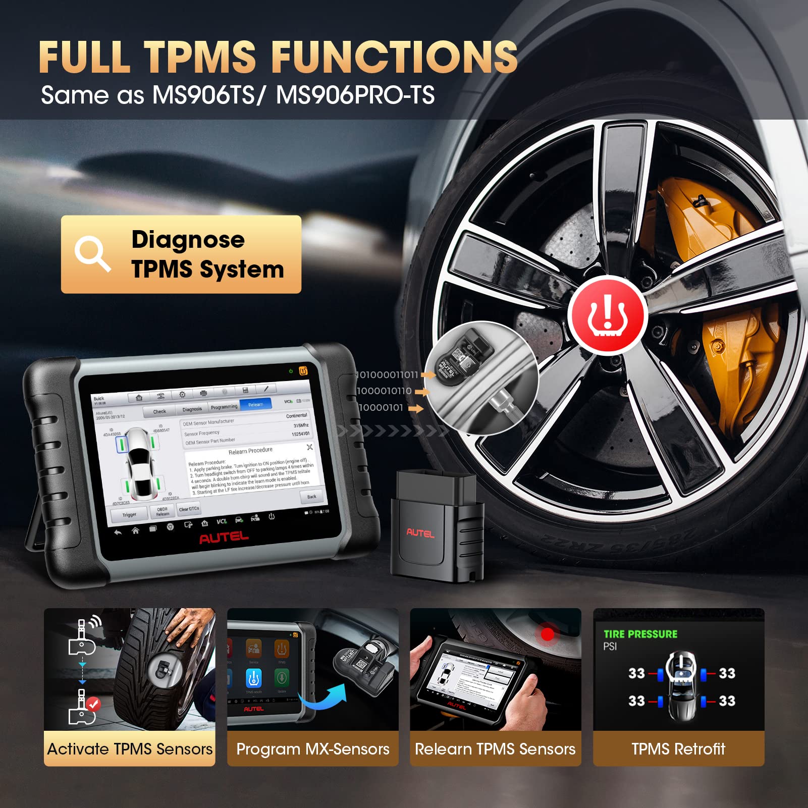 Autel MaxiPRO MP808S-TS Scanner, 2024 Bidirectional Control Scan Tool, 2-Year Free Updated, Full TPMS, ECU Coding Same as MP808BT Pro/MS906TS/MS906 Pro-TS, 31+ Services, All-System Scan & FCA AutoAuth