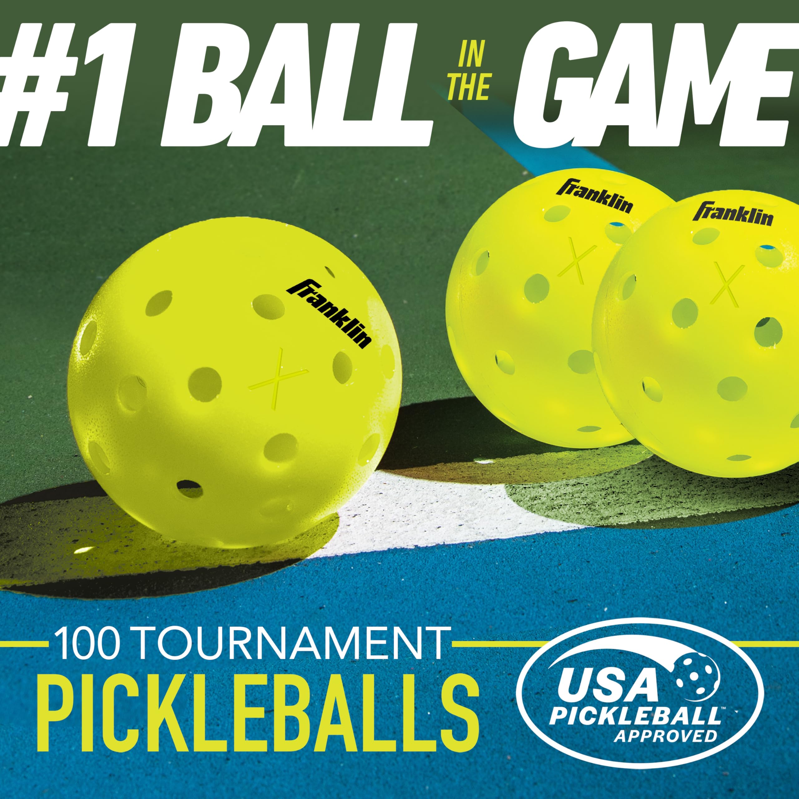 Franklin Sports Outdoor - X-40 Pickleball Balls - USA Pickleball (USAPA) Approved - 100 Bulk Pack Outside Pickleballs - Yellow - US Open Ball