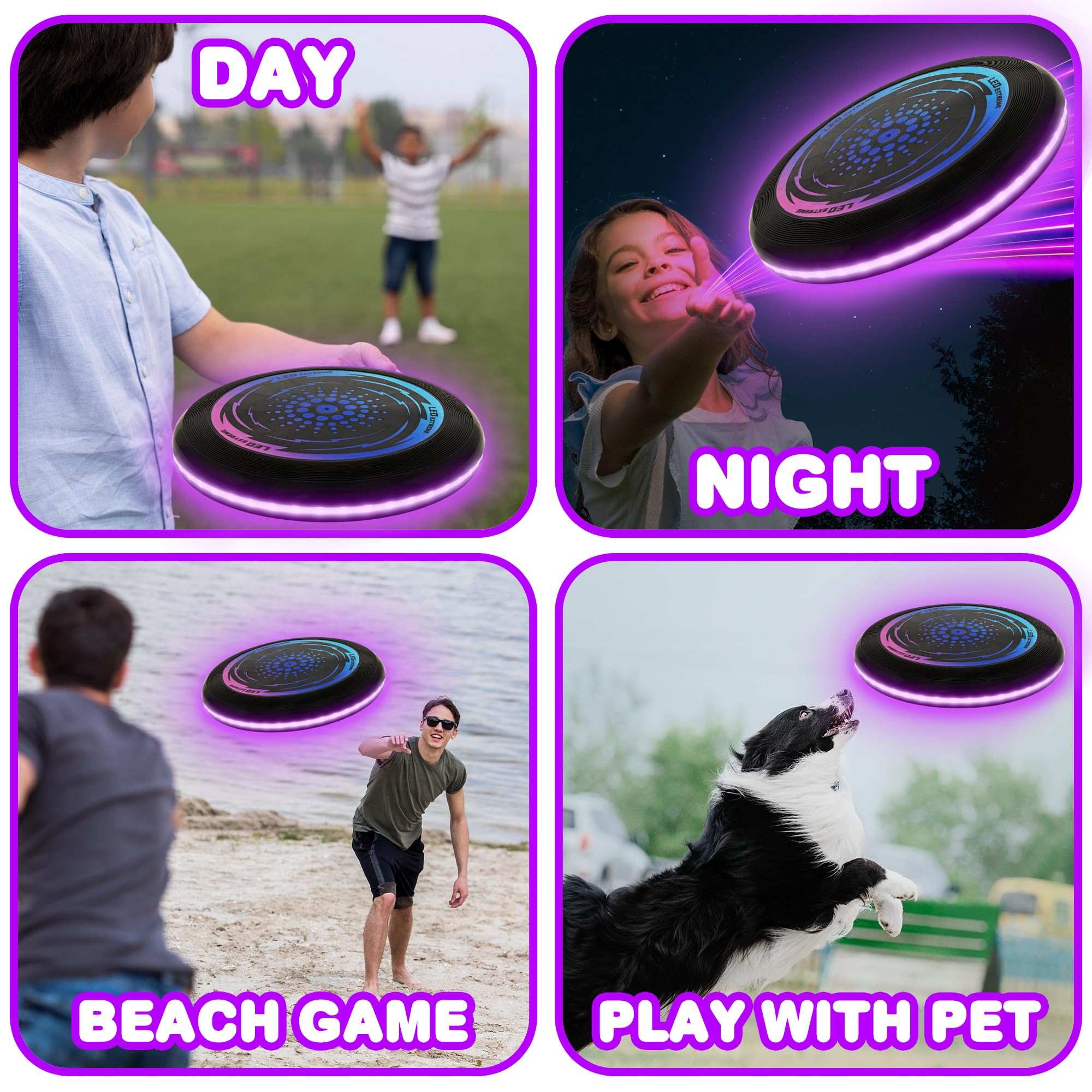 ArtCreativity Light Up Flying Disc Toy - 1 Piece - Flying Disk for Kids with 49 Bright LEDs - Flying Disc for Day and Night Fun - Outdoor Toys for Kids and Adults - Gifts for Boys 10 11 12 13