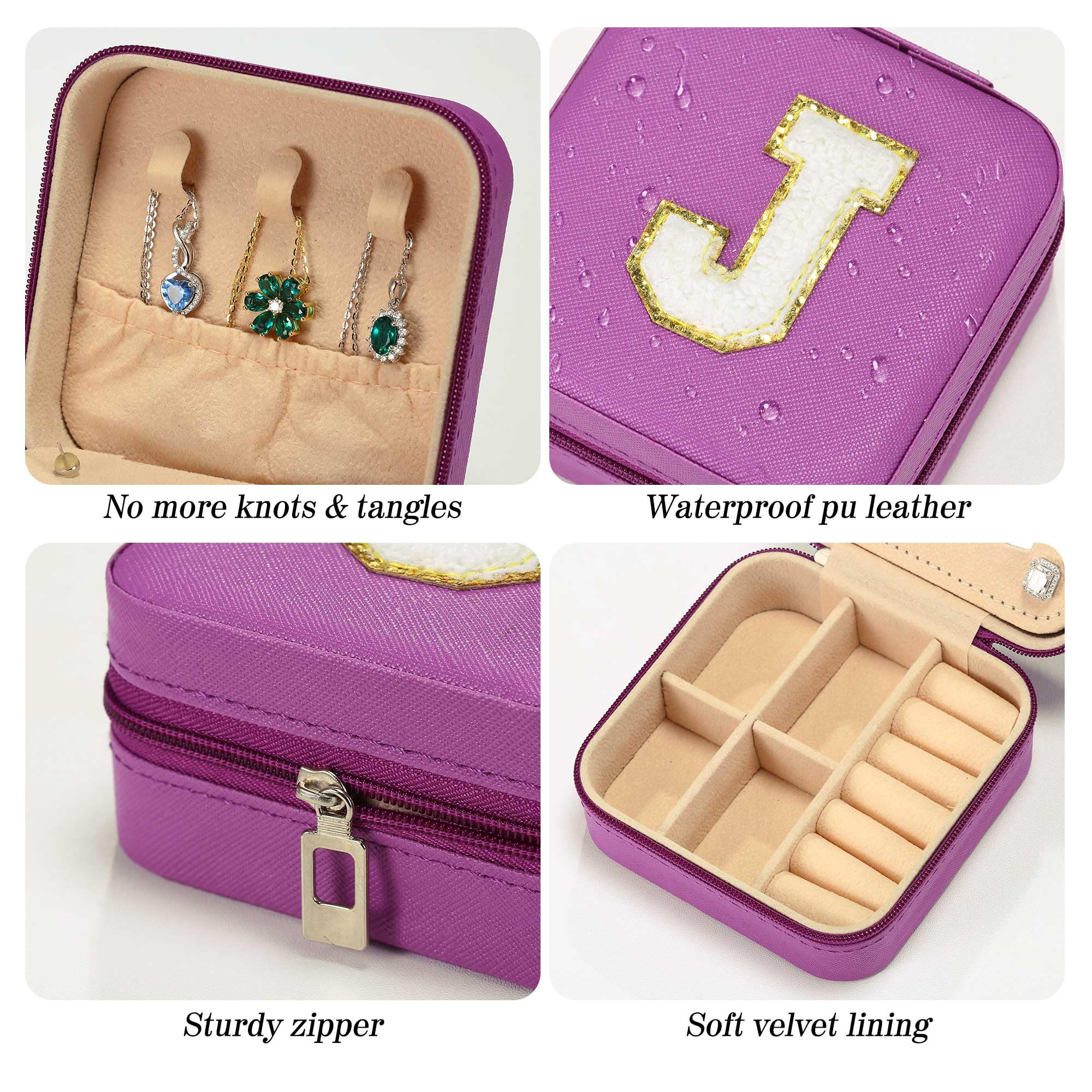 Parima Small Jewelry Box for Girls, Travel Initial Jewelry Box for Girls | Small Jewelry Organizer Box | Travel Jewelry Case Jewelry Box Organizer | Mini Travel Jewelry Box-Initial O-Purple