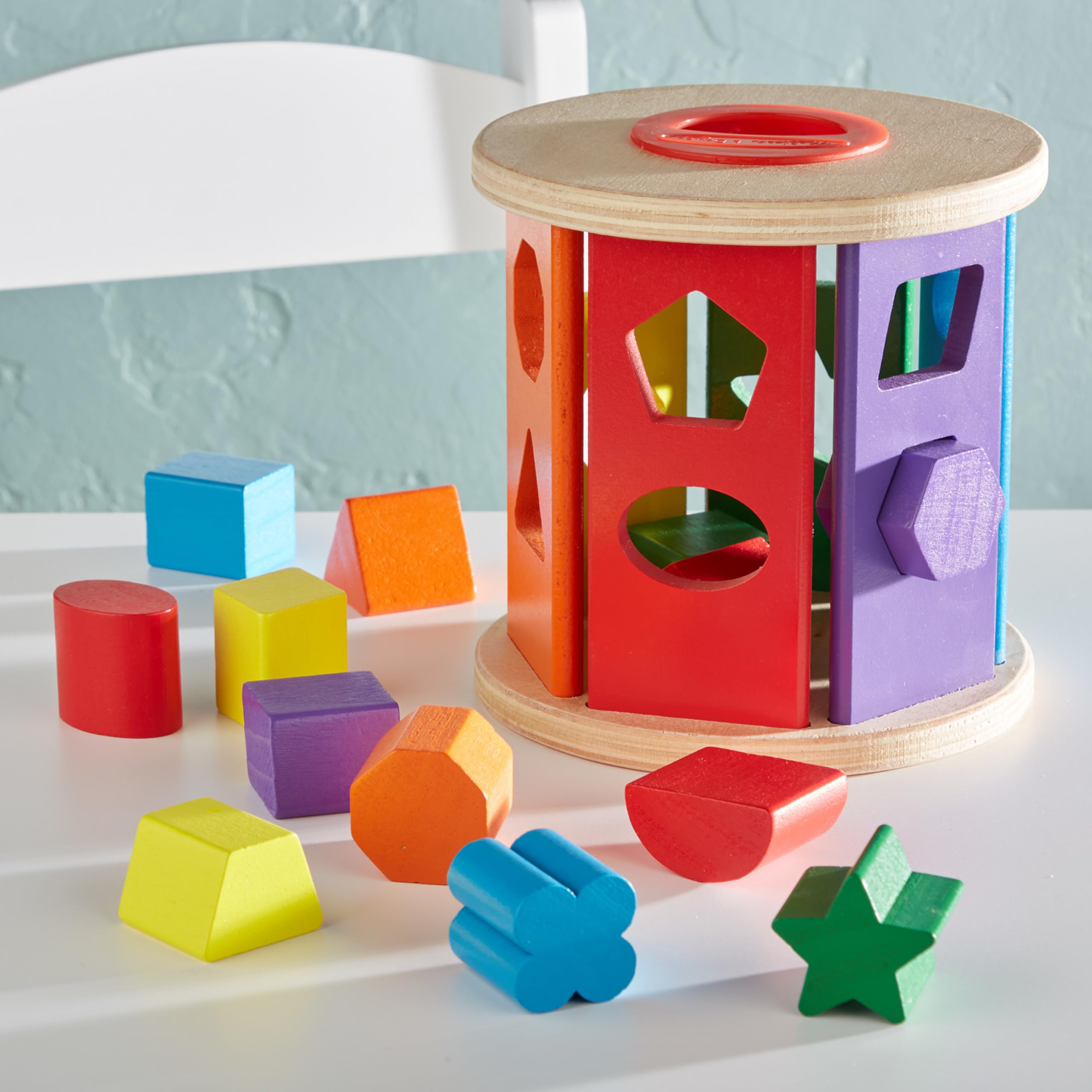 Melissa & Doug Match and Roll Shape Sorter - Classic Wooden Toy, 12+ months, 1 piece