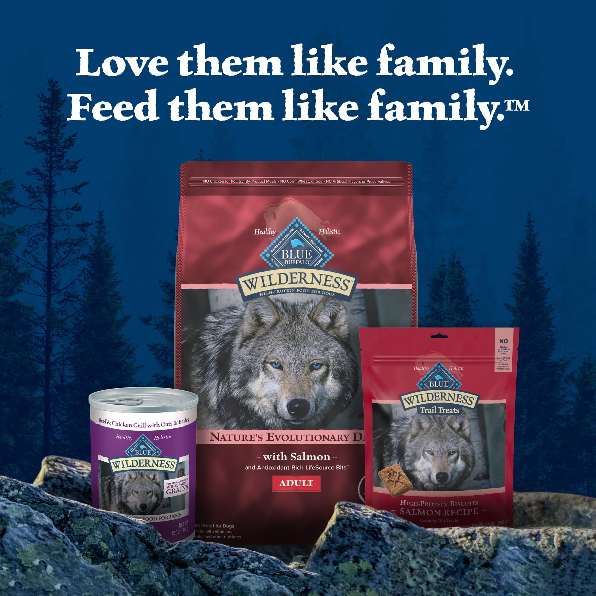 Blue Buffalo Wilderness Adult High-Protein Dry Dog Food Natural Salmon WITH WHOLESOME GRAINS