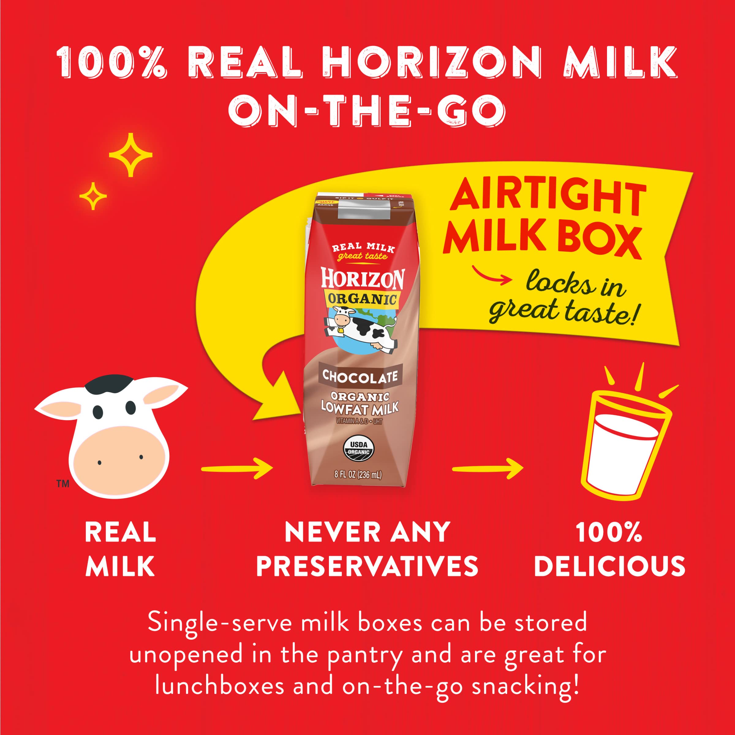 Horizon Organic, 1% Low Fat Milk, Chocolate, 6pk, 8oz