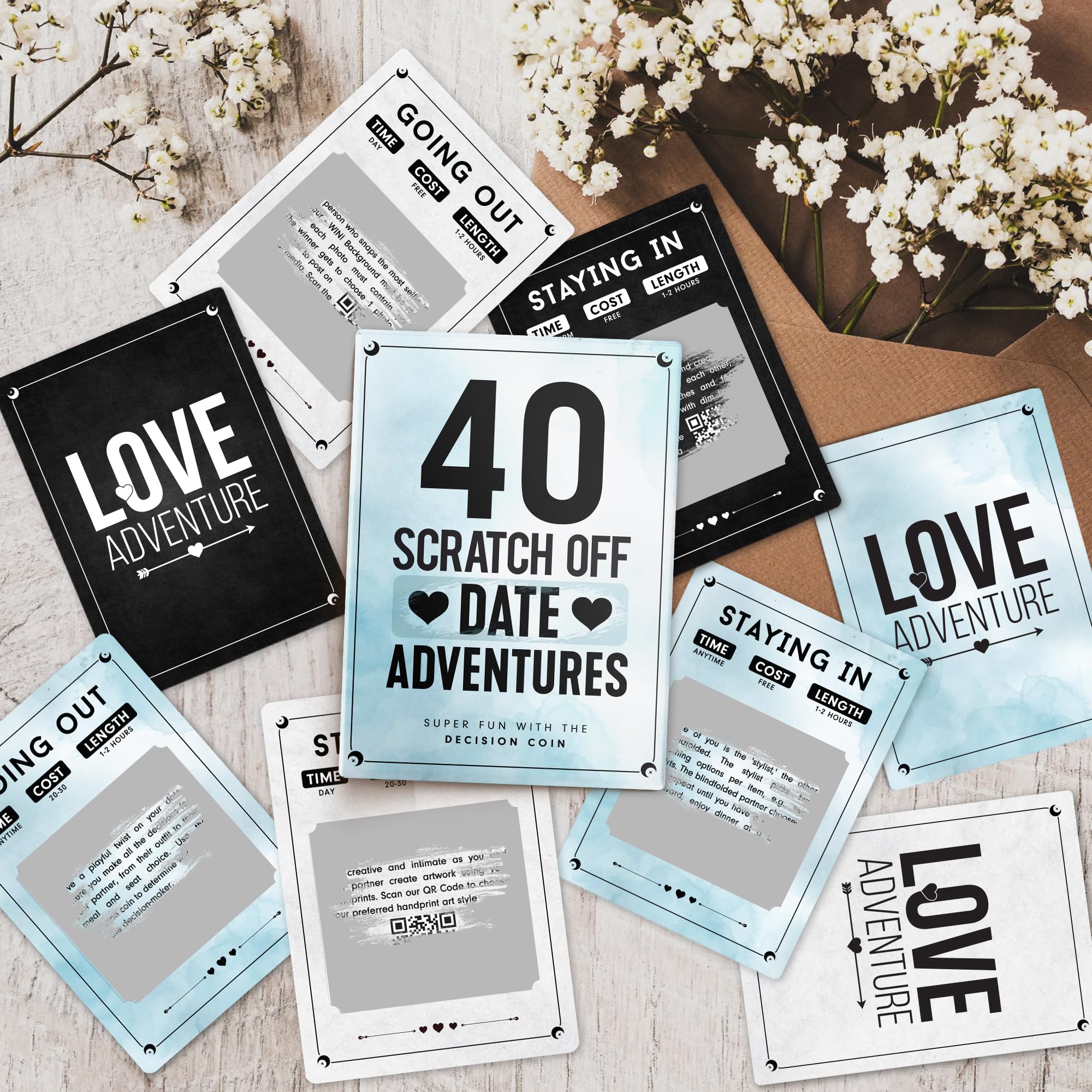LOVEVIBE 40 Fun and Romantic Scratch Off Date Adventure Ideas for Her, Him, Girlfriend, Boyfriend, Wife, or Husband - Perfect for Date Night, Special Couples Gift for Anniversaries, Birthdays & More!