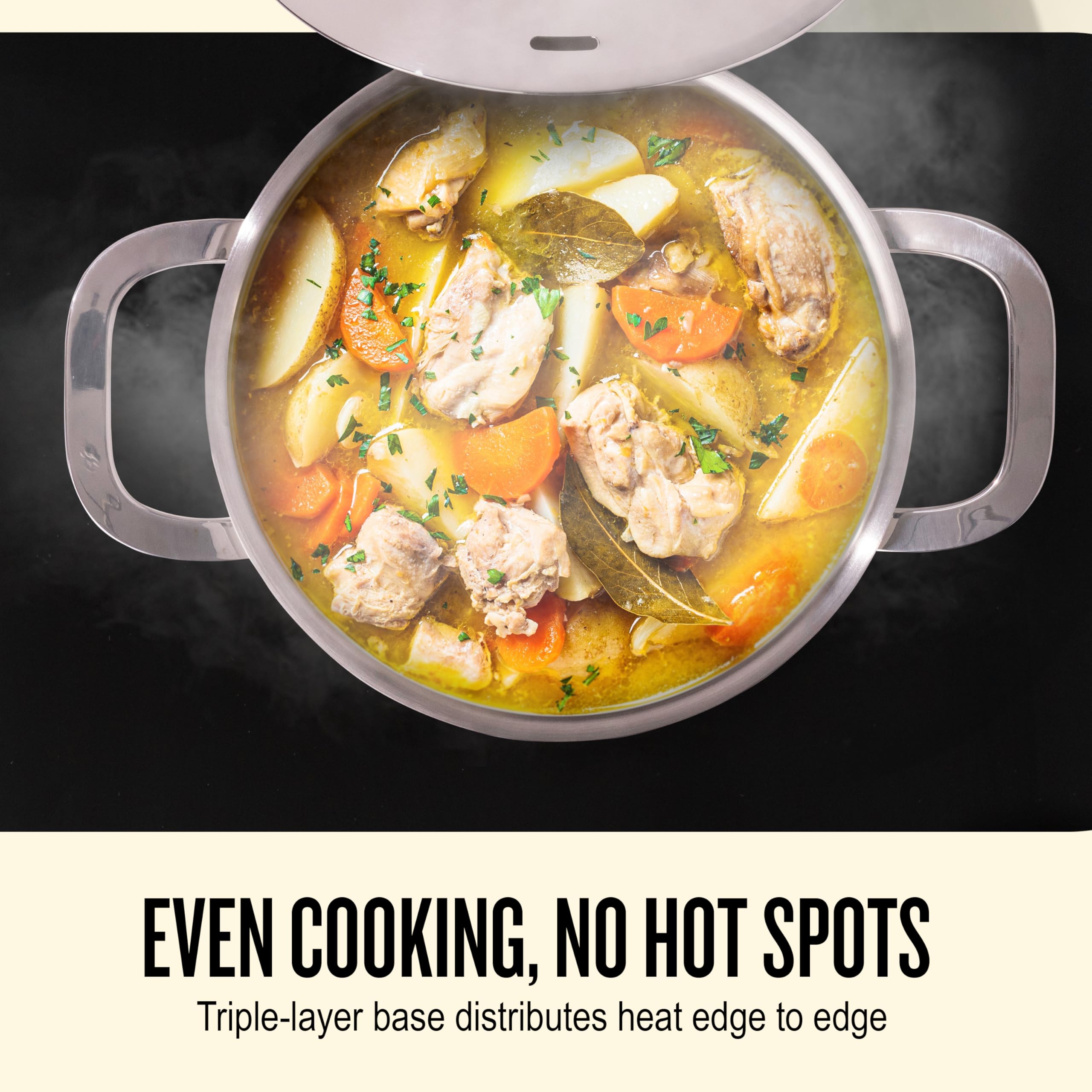 Alva Maestro Professional Stainless Steel Cookware Set - Premium Stock Pot & Saucepan with Lids - Non-Toxic, PFAS/PFOA/PTFE-Free Kitchen Essentials - Induction & All Stovetop Compatible - Oven Safe