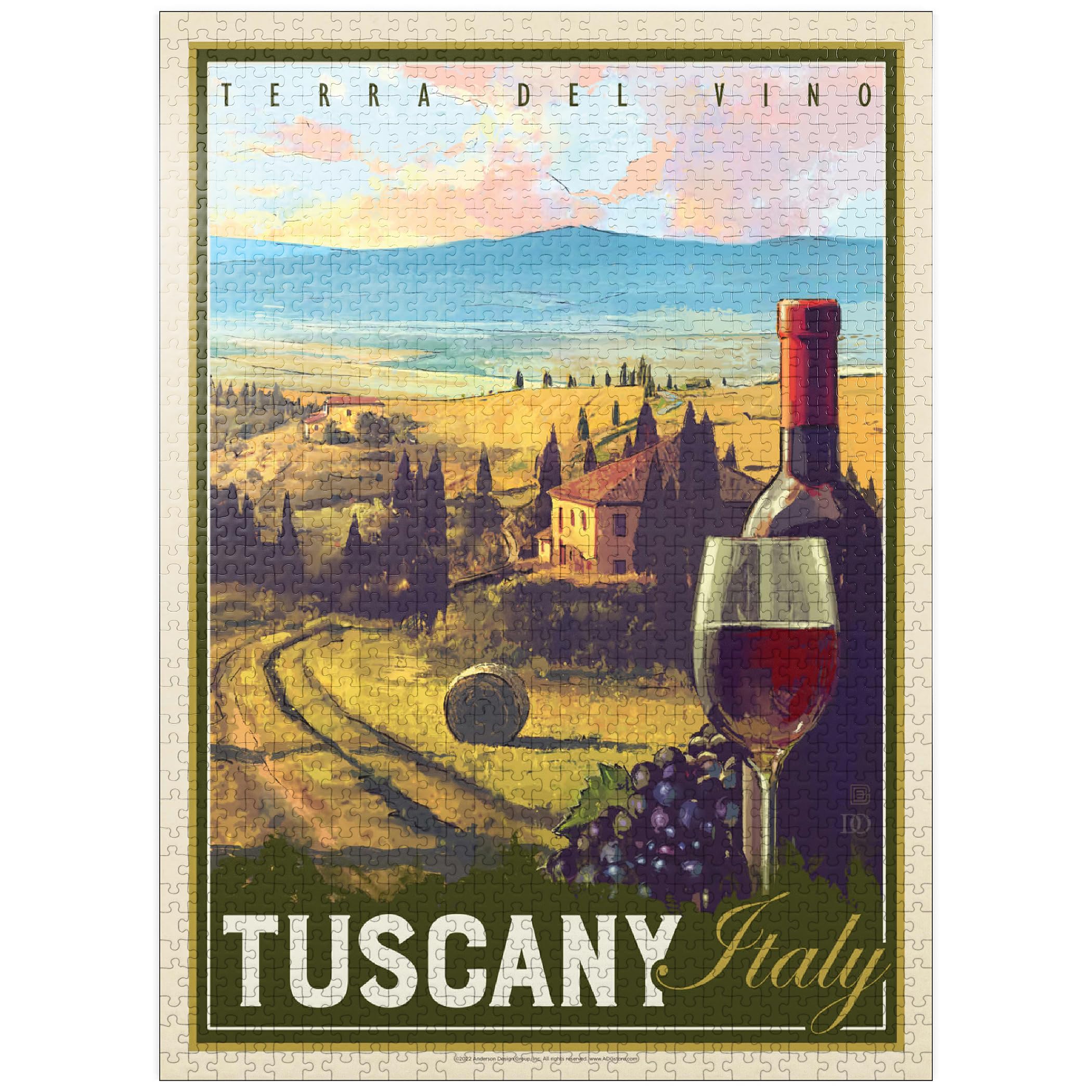 MyPuzzle Italy, Tuscany: Terra Del Vino, Vintage Poster - Premium 1000 Piece Jigsaw Puzzle for Adults