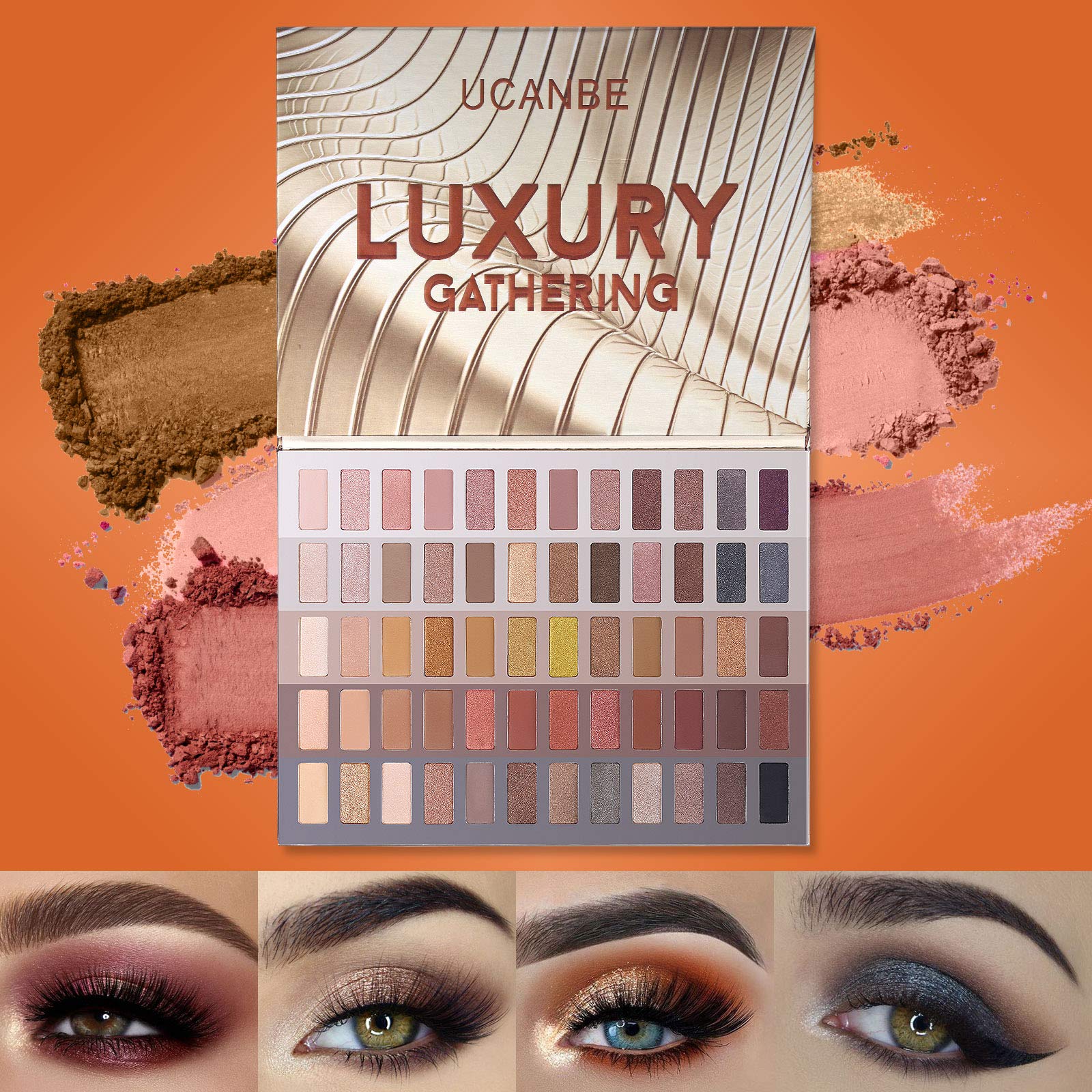 UCANBE Luxury Gathering Neutral Eyeshadow Makeup Palette, Naked Shimmer Matte Metallic Glitter Subtle Eyes Shadow,High Pigmented Nudes Creamy Smokey Pallet Set