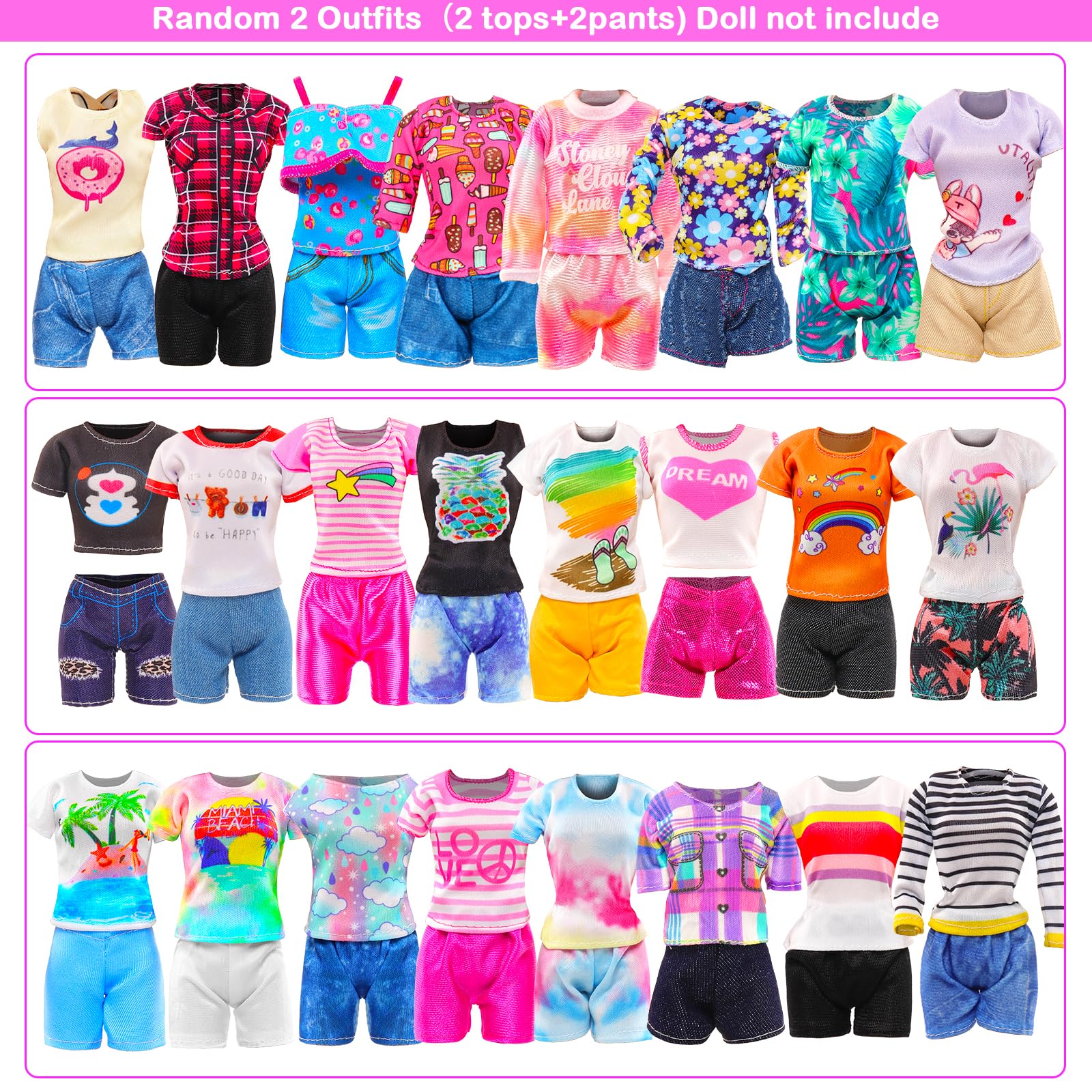 BARWA 11 Sets Doll Clothes Including 3 Sequins Dresses 4 Fashion Floral Dresses 4 Casual Outfits Tops and Pants for 11.5 inch Girl Dolls