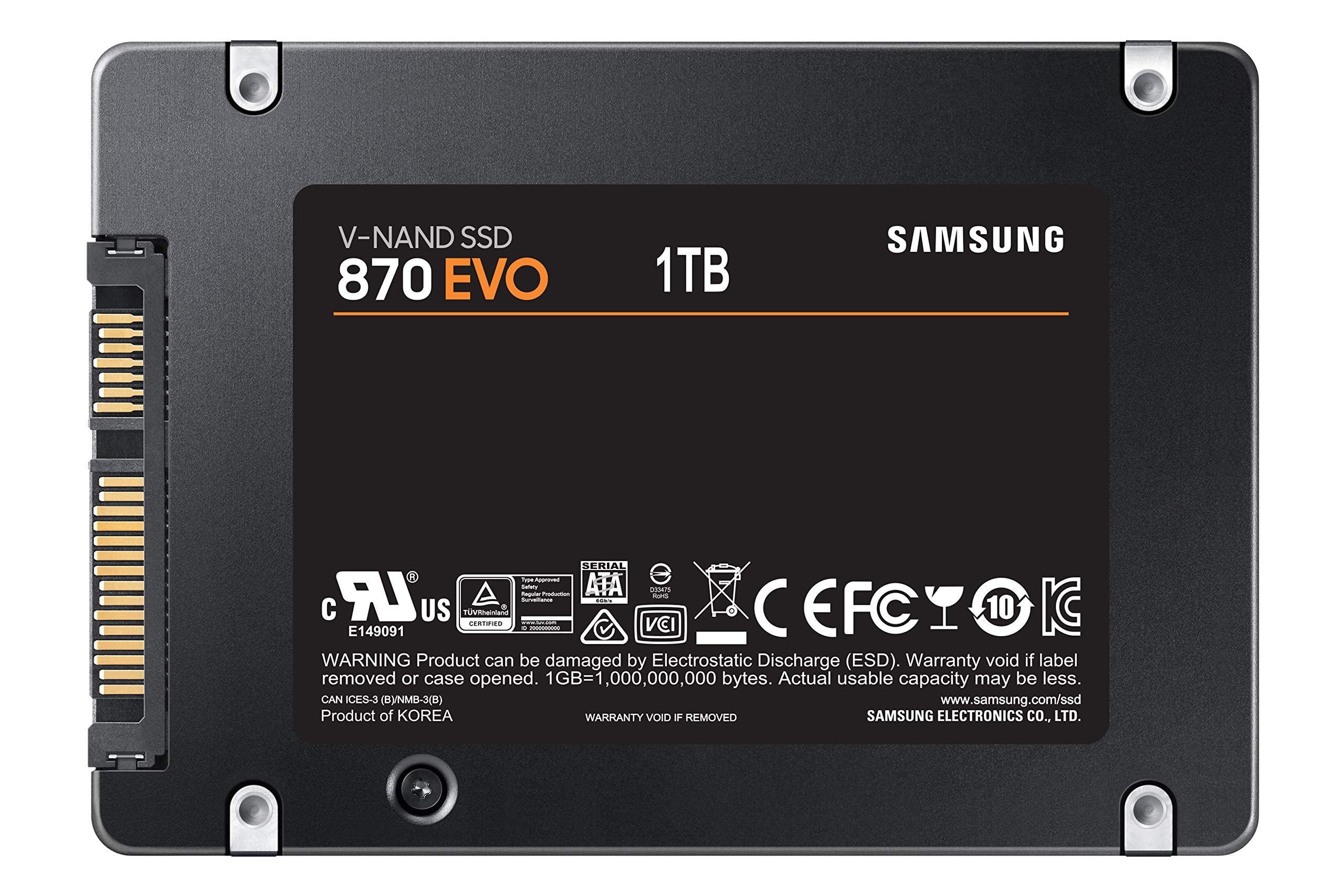 Samsung 870 EVO SATA III SSD 1TB 2.5” Internal Solid State Drive, Upgrade PC or Laptop Memory and Storage for IT Pros, Creators, Everyday Users, MZ-77E1T0B/AM