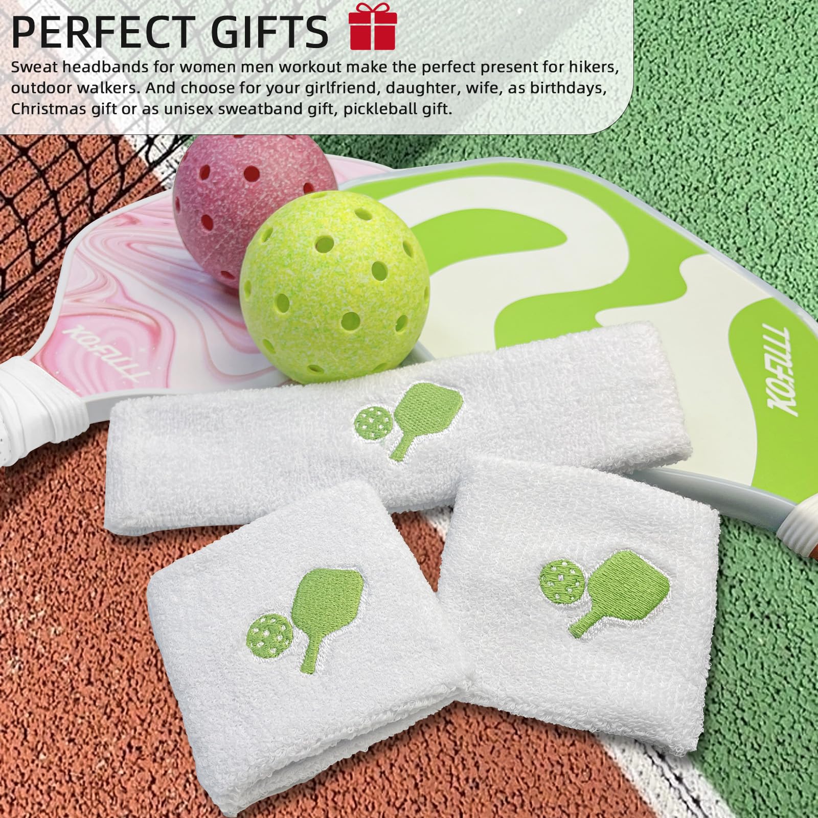 KOFULL Pickleball Sweatbands, Picakleball Gifts for Women, Pickleball Accessories for Women Men, Pickleball Gear for Pickleball Tennis Golf Yoga, Cotton, Green