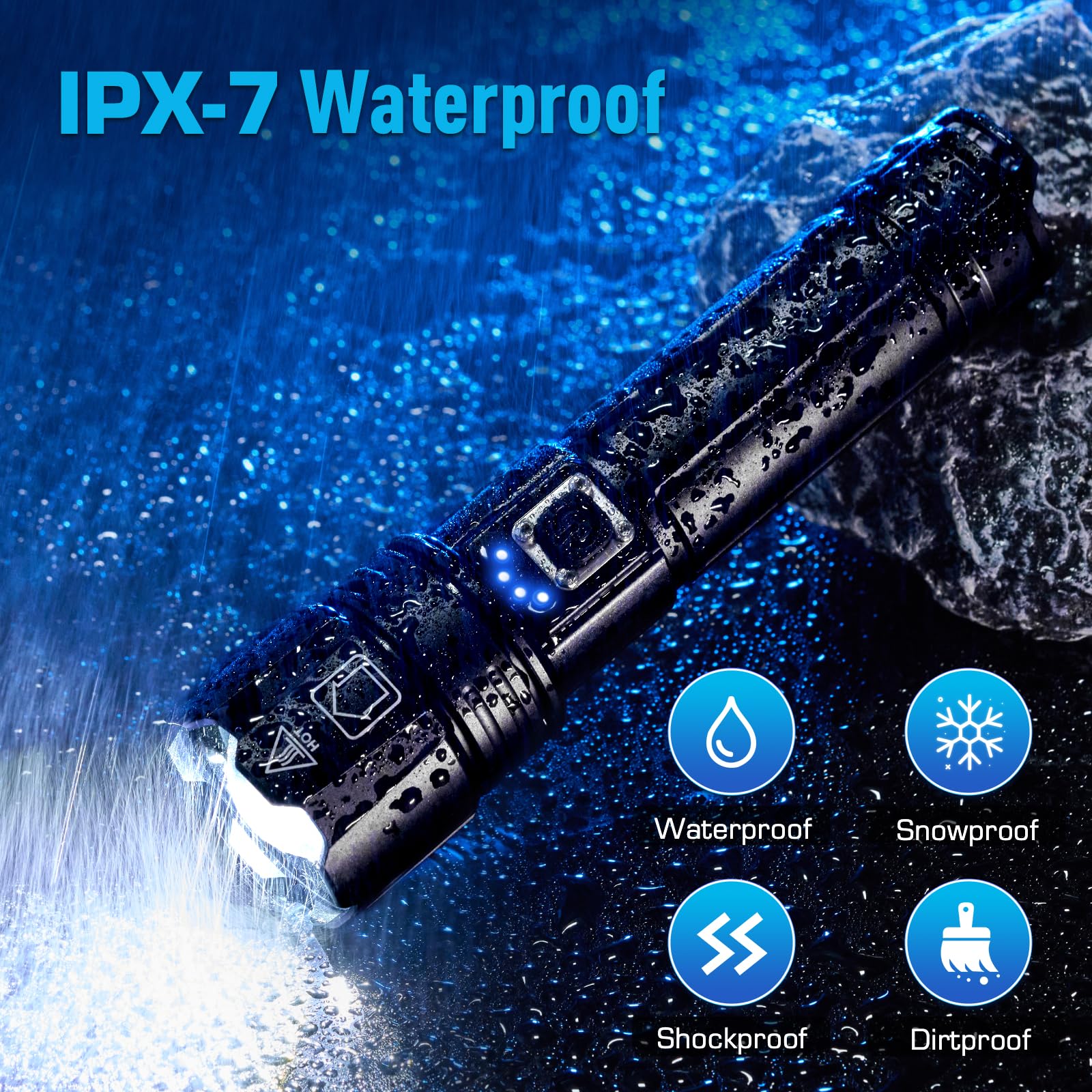 ANKRA Rechargeable Flashlight High Lumens with Waterproof Box, Powerful LED Flashlight XHP70.2 with 5 Modes & Zoomable & IPX7 Waterproof, Tactical Flashlight for Camping, Hiking, Emergencies(2 Pack)