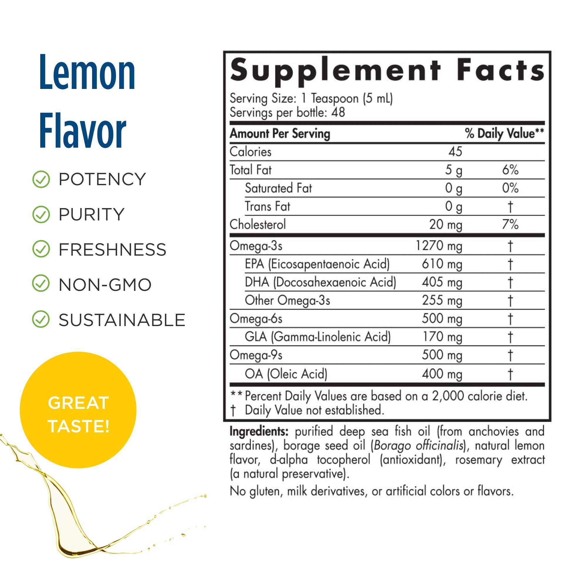 Nordic Naturals ProEFA 3-6-9, Lemon Flavor - 8 oz - 1270 mg Omega-3 - EPA & DHA with Added GLA - Healthy Skin, Cognition, & Positive Mood - Non-GMO - 48 Servings