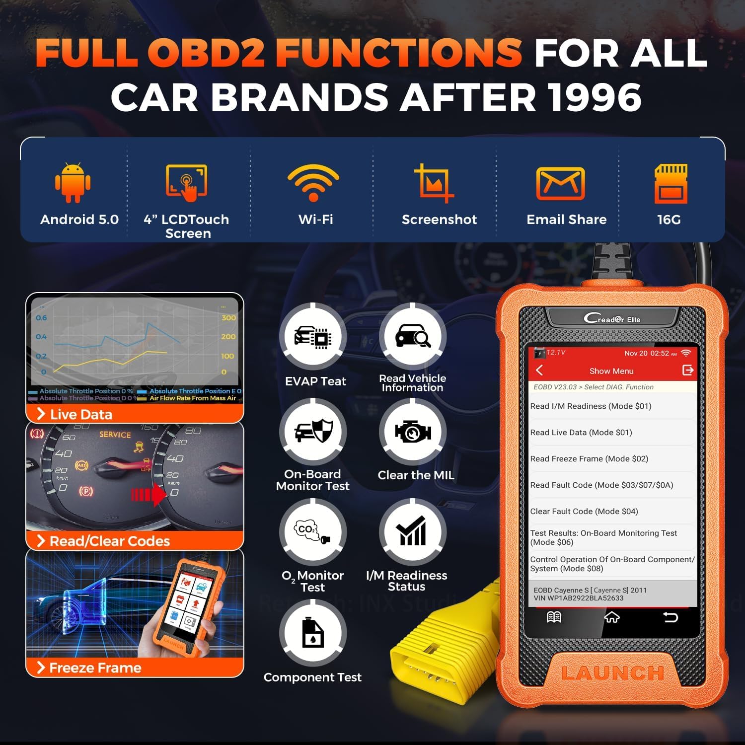 2025 LAUNCH Creader Elite fit for GM Bi-Directional Scanner, All Resets Full System Diagnostic Scan Tool, ECU Coding, Full OBD2 Code Reader for Buick/Chevrolet/Cadillac/GMC, Lifetime Free Update