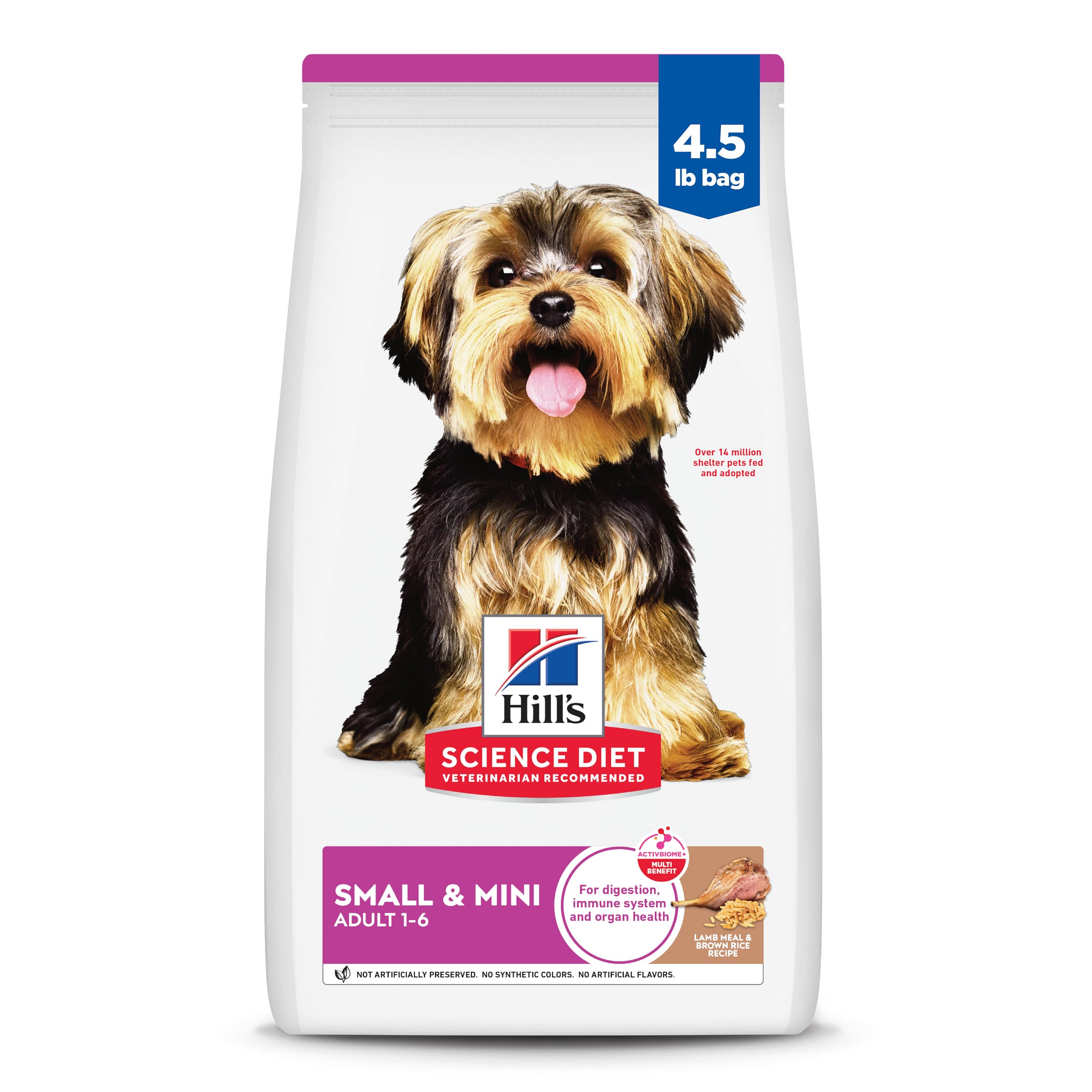 Hill's Science Diet Small & Mini, Adult 1-6, Small & Mini Breeds Premium Nutrition, Dry Dog Food, Lamb & Brown Rice, 4.5 lb Bag