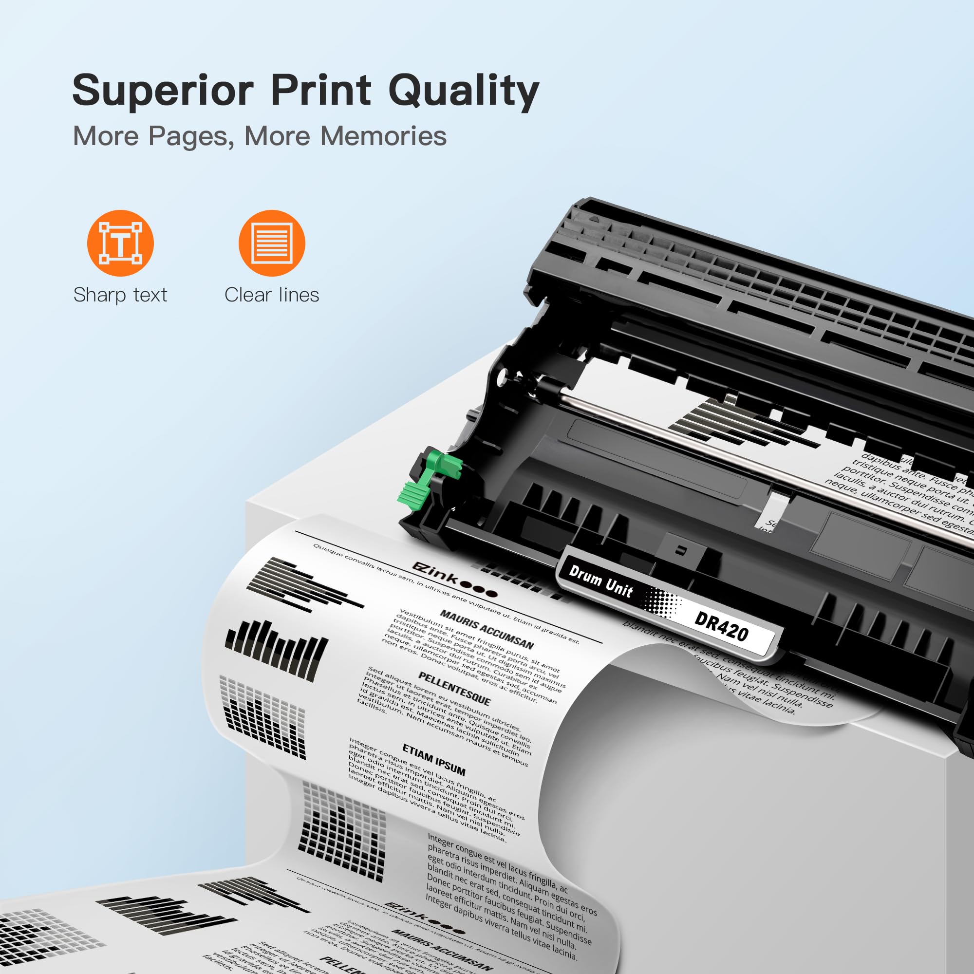 E-Z Ink Compatible Drum Unit (Not Toner) Replacement for Brother DR420 DR 420 High Yield for use with HL-2270DW HL-2280DW HL-2230 HL-2240 HL-2240D MFC-7860DW MFC-7360N DCP-7065DN (1 Drum Unit)
