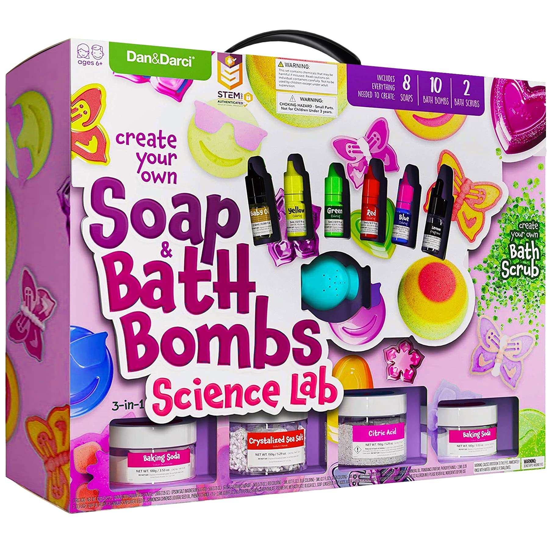 Dan&Darci Soap & Bath Bomb Making Kit for Kids, 3-in-1 Spa Science Kit, Easter Craft Gifts for Girls & Boys Age 6-12 Year Old Girl Crafts Kits : DIY Experiment Toys, Craft Gift for Kids Ages