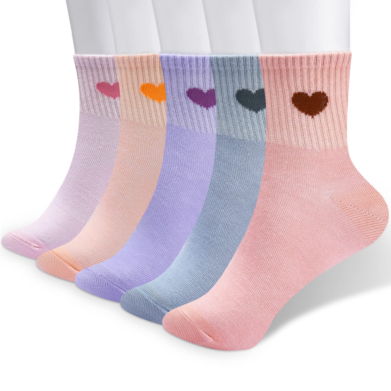 Corlap Women's Crew Socks Ankle High Cotton Fun Cute Athletic Running Socks Gifts For Women (5-Pairs With Present Box)