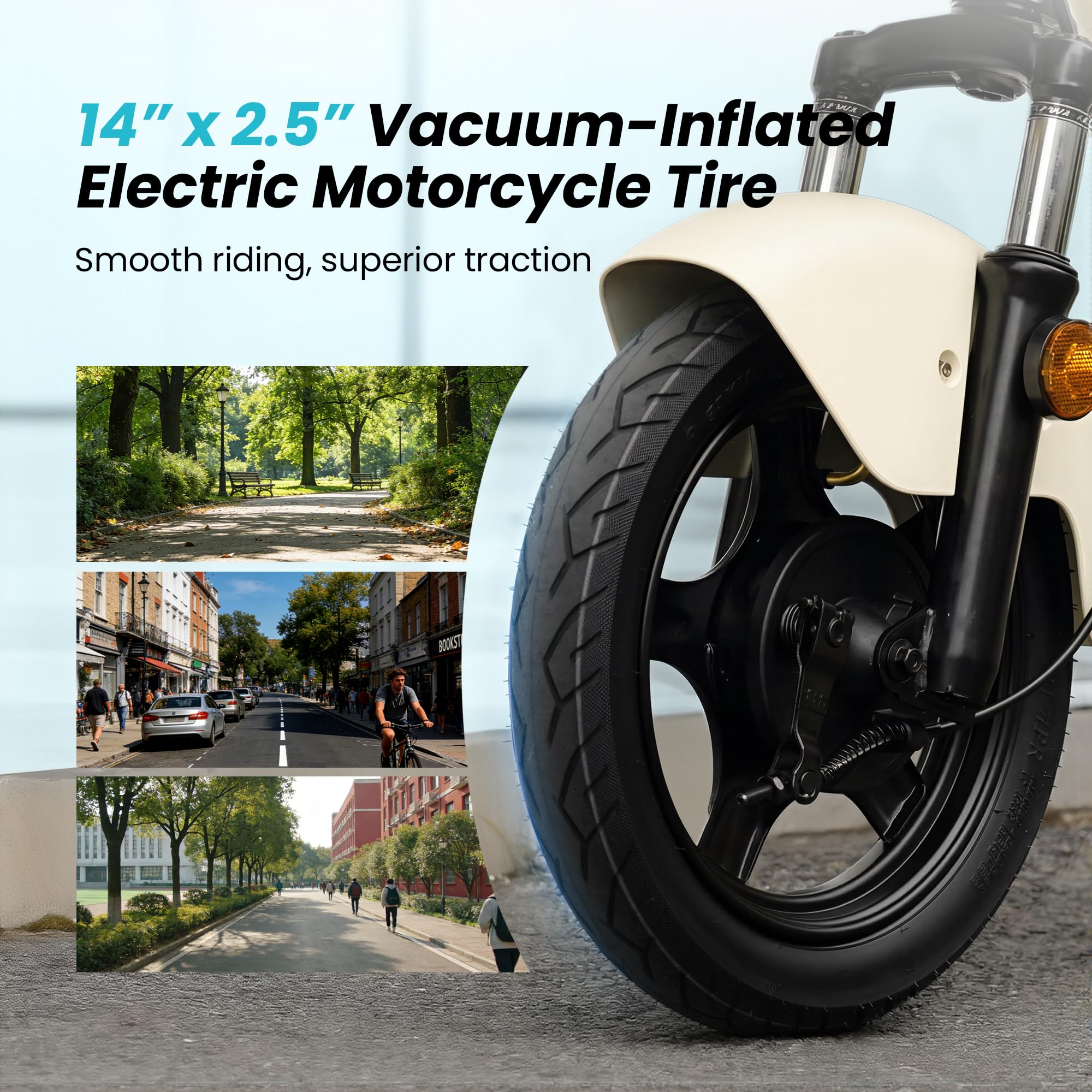 escoone Electric Scooter for Adults, 1200W Powerful Motor, 62 Miles Long Range & 28MPH Top Speed, 14" Vacuum Pneumatic Tires E scoote, Dual Suspension, NFC Start Commuter Scooter with Seat