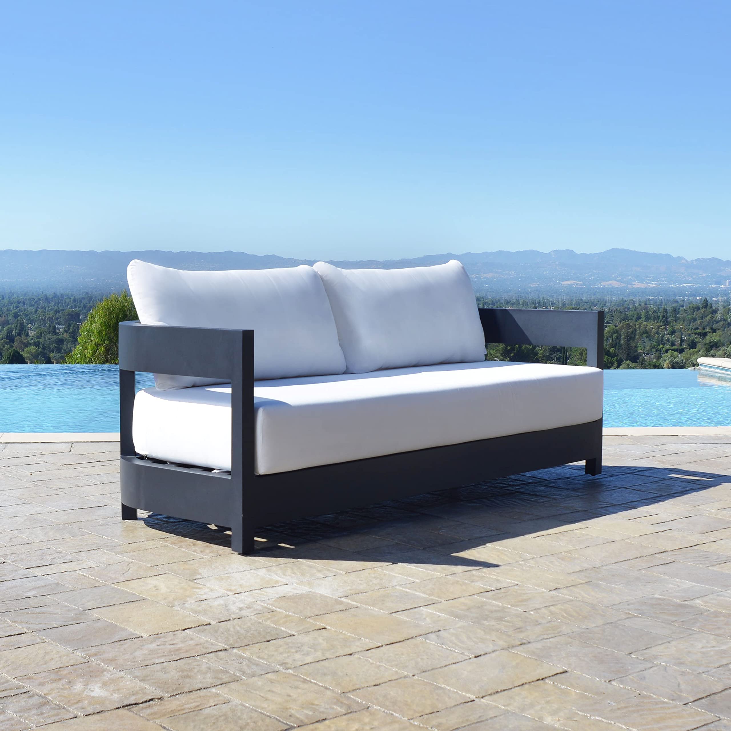 Abbyson Living Santino Outdoor Sofa - Coastal, Durable, Sunbrella Wrapped, Patio Sofa, White