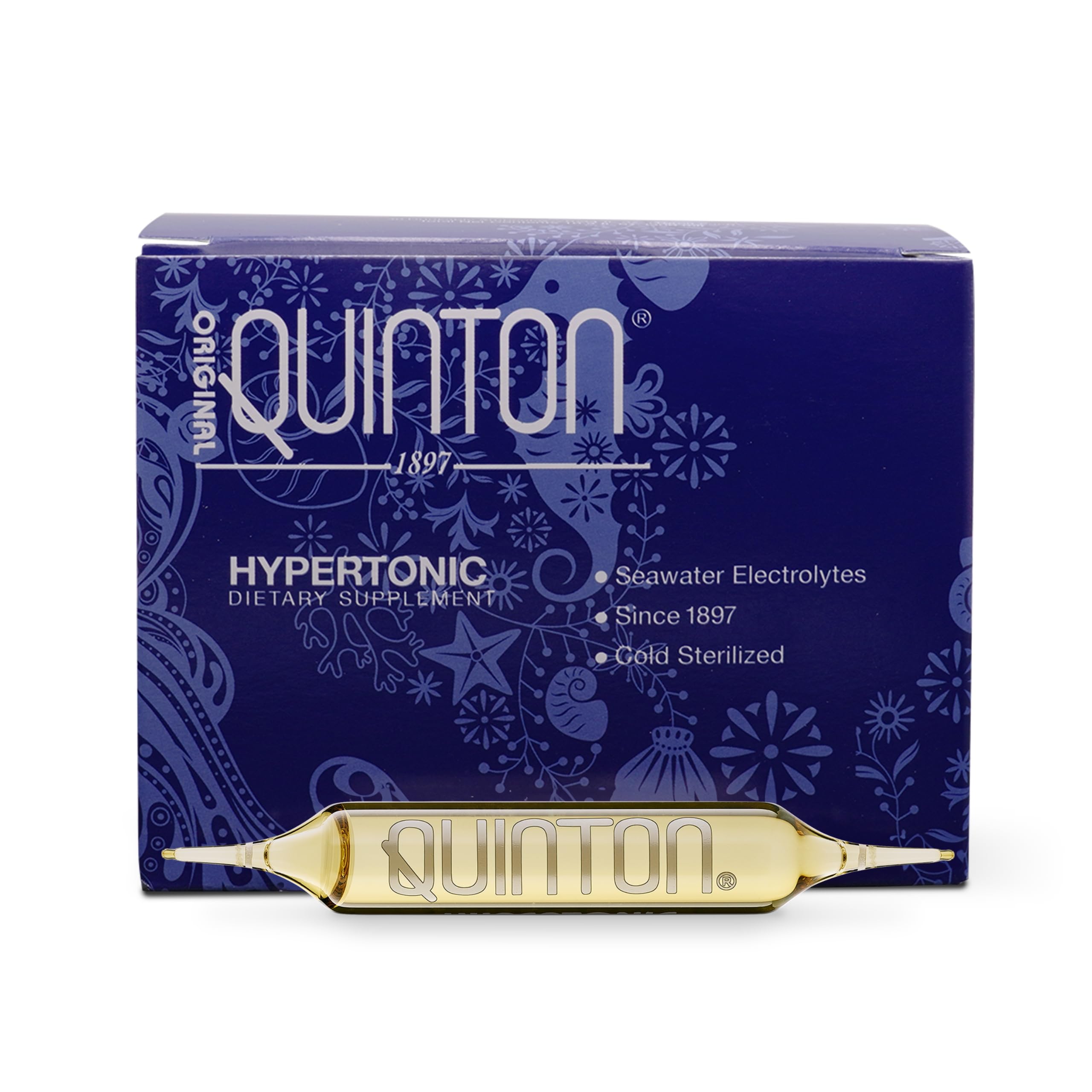 Quicksilver Scientific Original Quinton Hypertonic Solution - Sea Water Hydration - Liquid Minerals with Electrolytes for Muscle Recovery, Stamina+Mineral Replenishment (30 Single Serving Glass Vials)