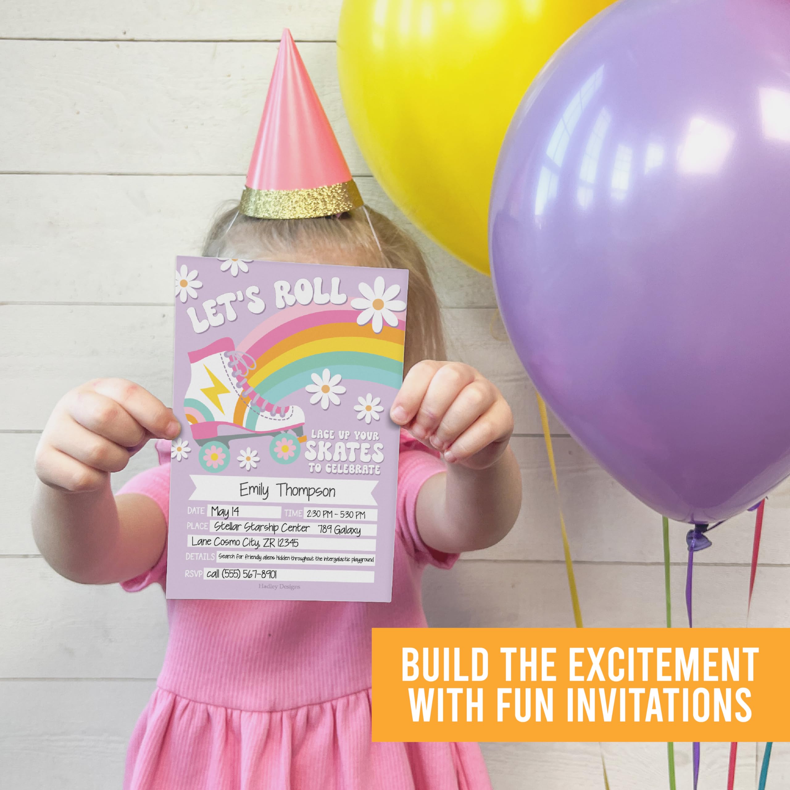 15 Roller Skate Birthday Invitations Girl - Groovy Birthday Party Invitations For Girls, Lets Roll Invitations For Birthday Party Invitation Girl, Invitation Cards, Kids Birthday Invitations Girl