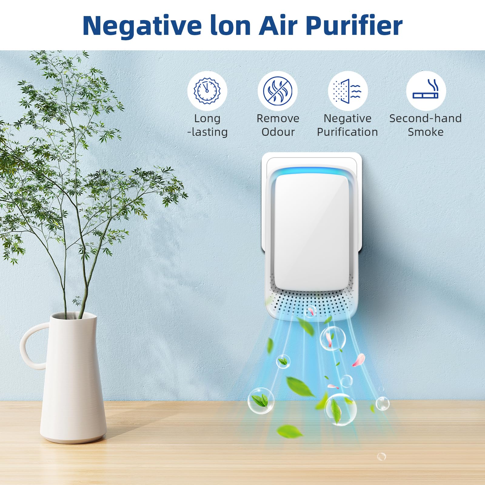 Plug In Air Purifier 4 Pack: Air Ionizer for Home,Negative Ion Generator - Quiet Operation - Air Freshener for Bedroom, Office, Kitchen,Odor,Smoke Dust,Mini Air Cleaner (4)