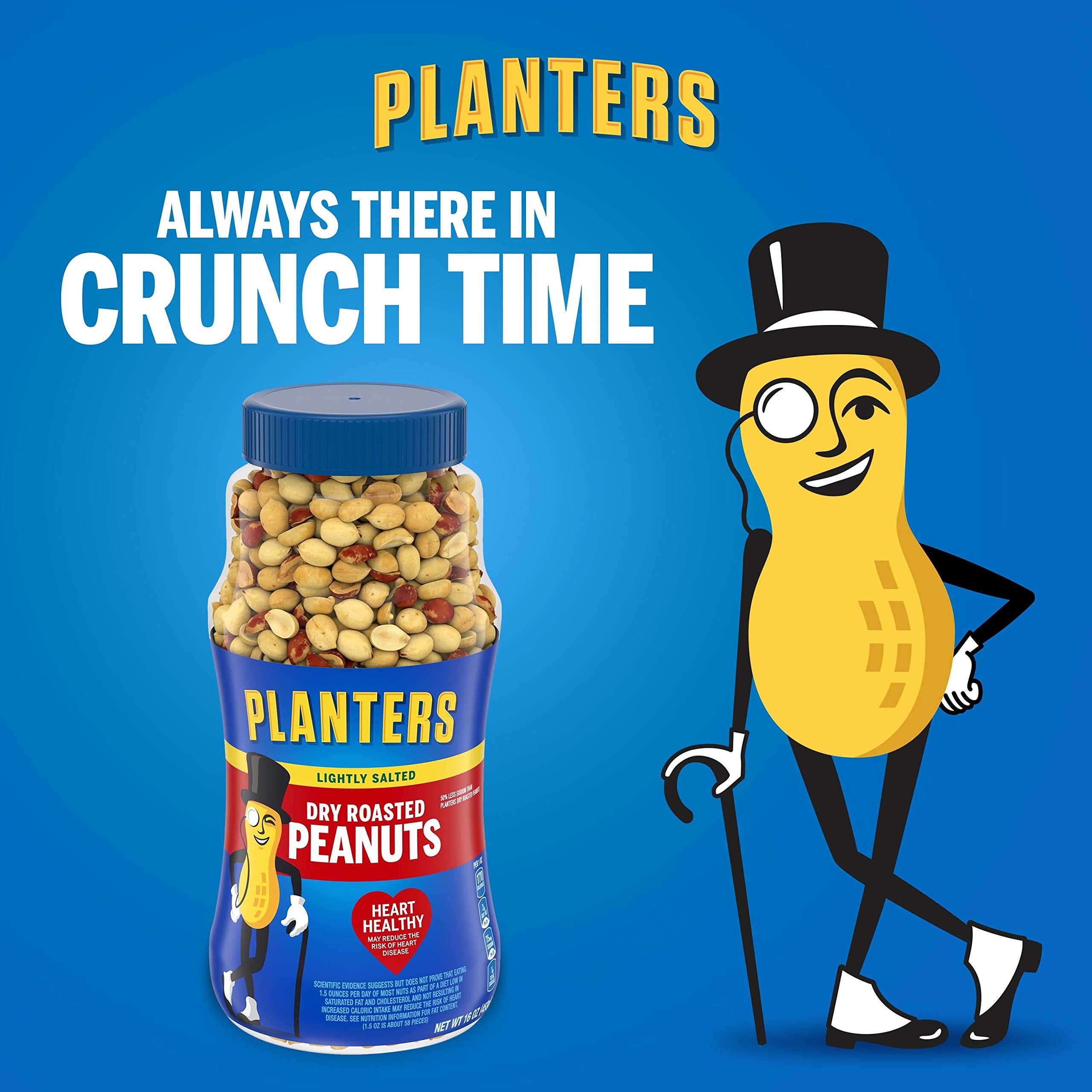 Planters Peanuts, Lightly Salted, Dry Roasted, 16-Ounce Jars (Pack of 12)