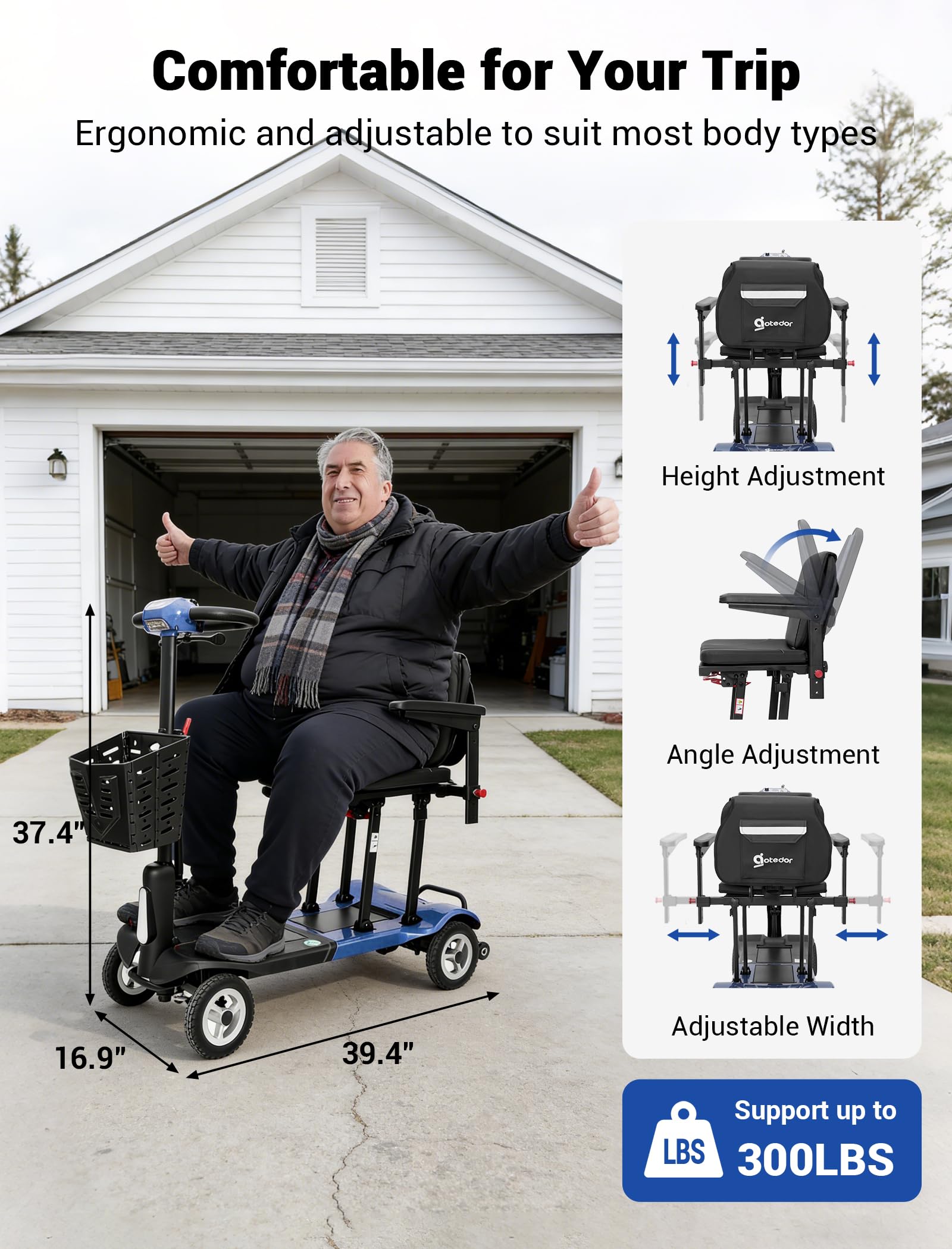 [2026 Upgrade] Aotedor Ultra Lightweight Mobility Scooters for Adults, 36Lbs Foldable Motorized Scooter for Seniors with 2 Lithium Batteries All Terrain Electric Power Scooter Airline Approved