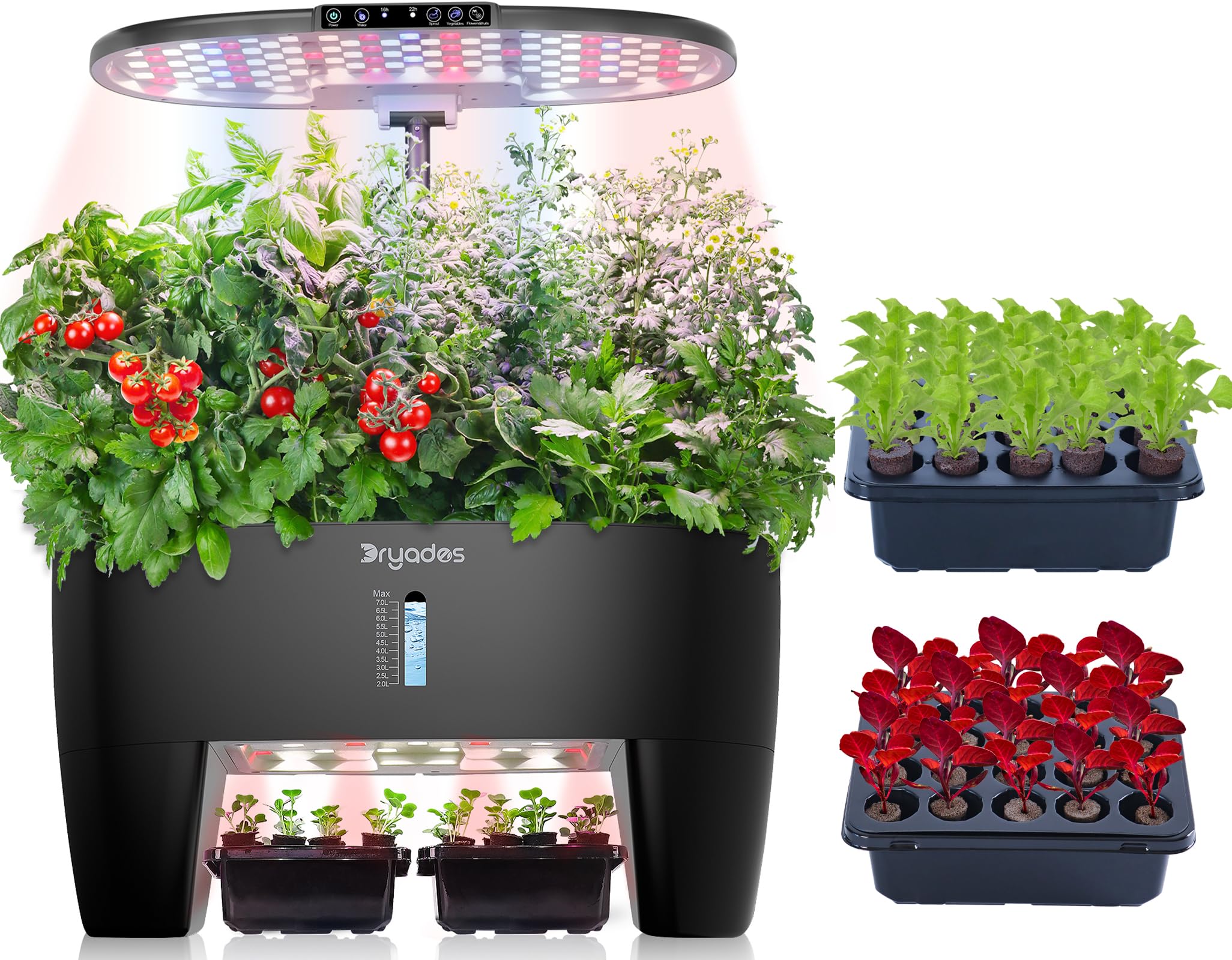 DRYADES Hydroponics Growing System Kit 16Pods, Herb Garden with Sprout Mode Can Seedling in Advance, Indoor Garden Planter for Home Office School with LED Grow Light, for Mom Women, Black