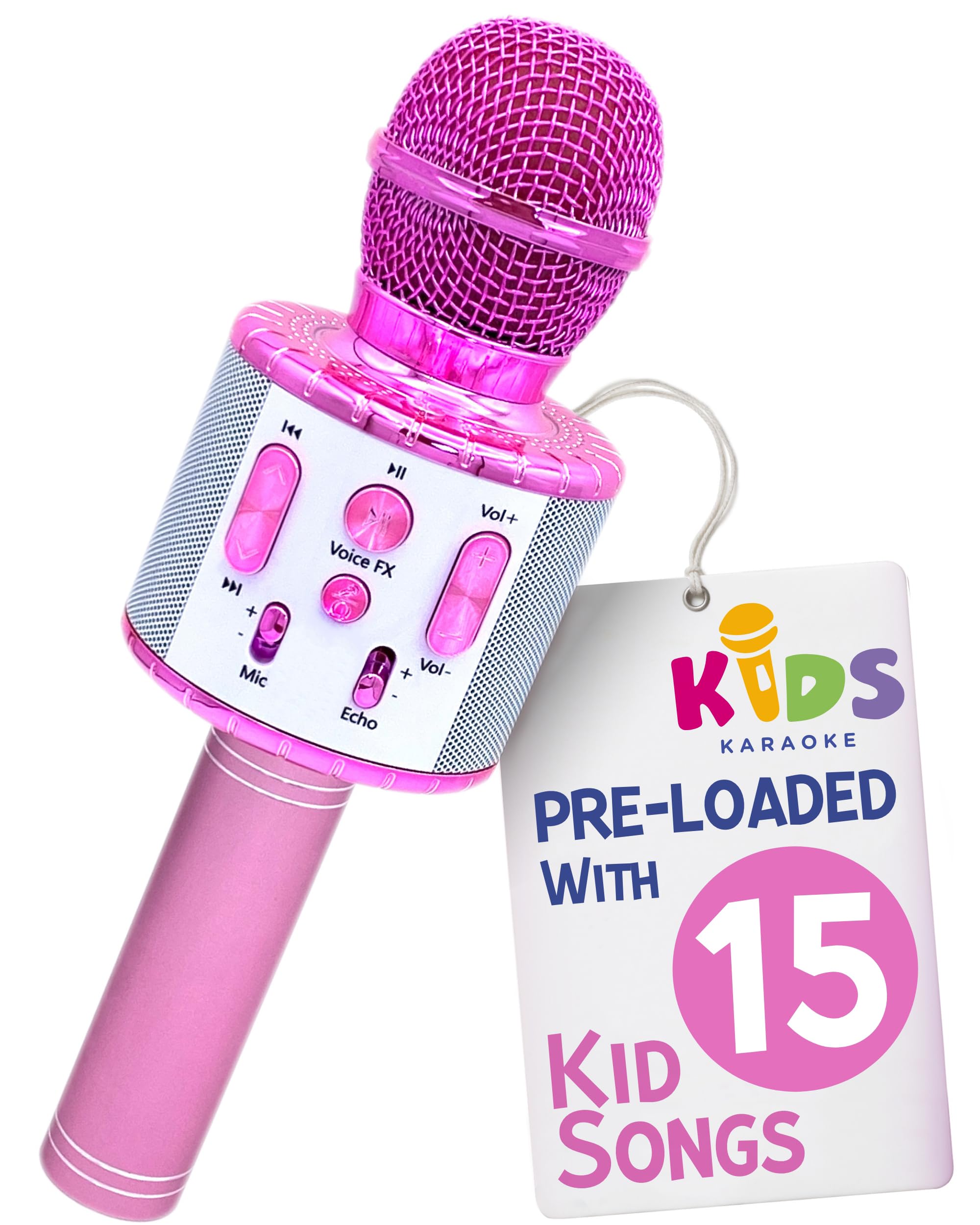 Move2Play, Kids Karaoke Microphone | Includes Bluetooth & Pre-Loaded Songs | Christmas & Birthday Gift | Toy for All Ages - 2, 3, 4, 5, 6+ Year Old Girls, Boys & Toddlers