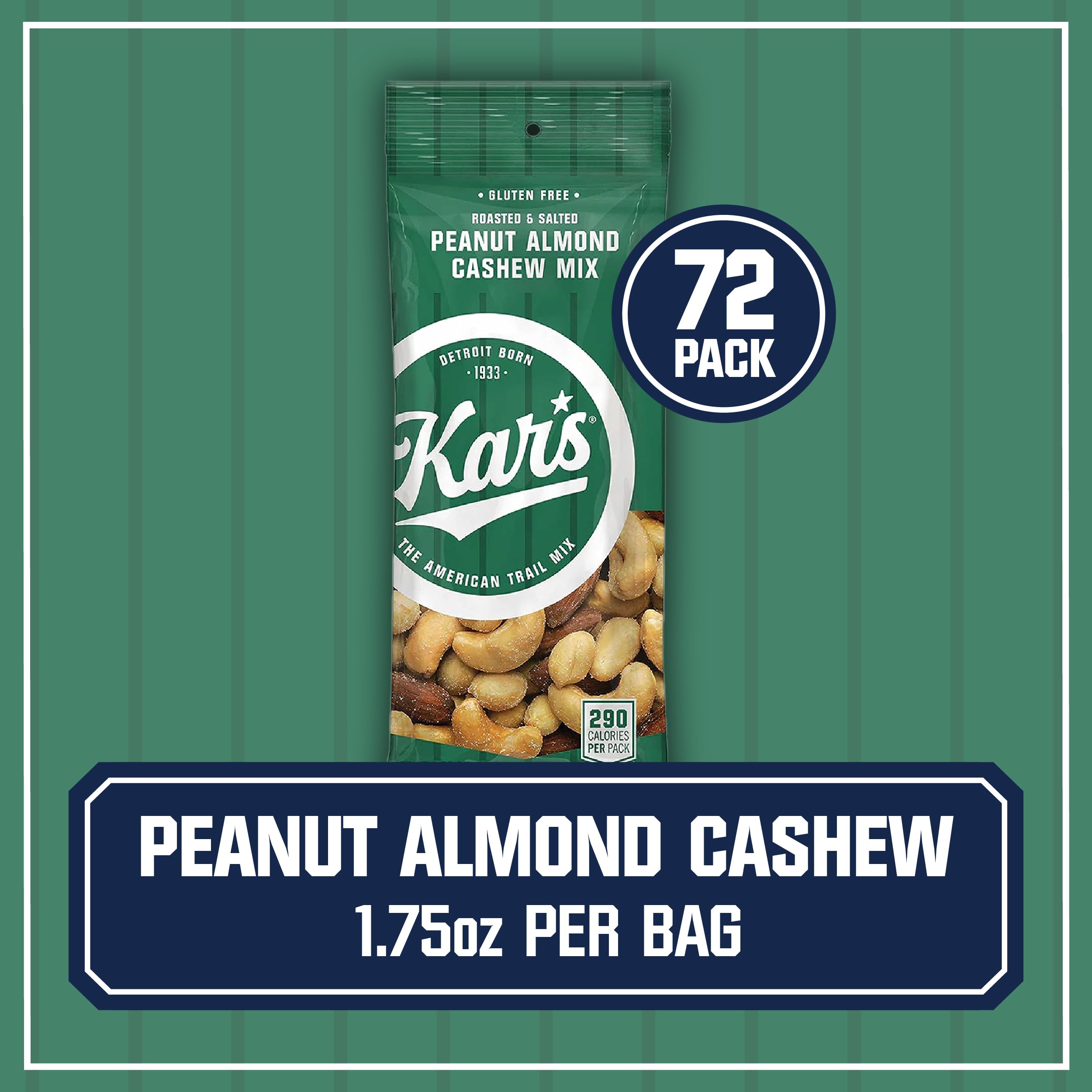 Kar’s Nuts Peanut Almond Cashew Mixed Nuts, 1.75 oz Individual Snack Packs – Bulk Pack of 72, Gluten-Free Snacks