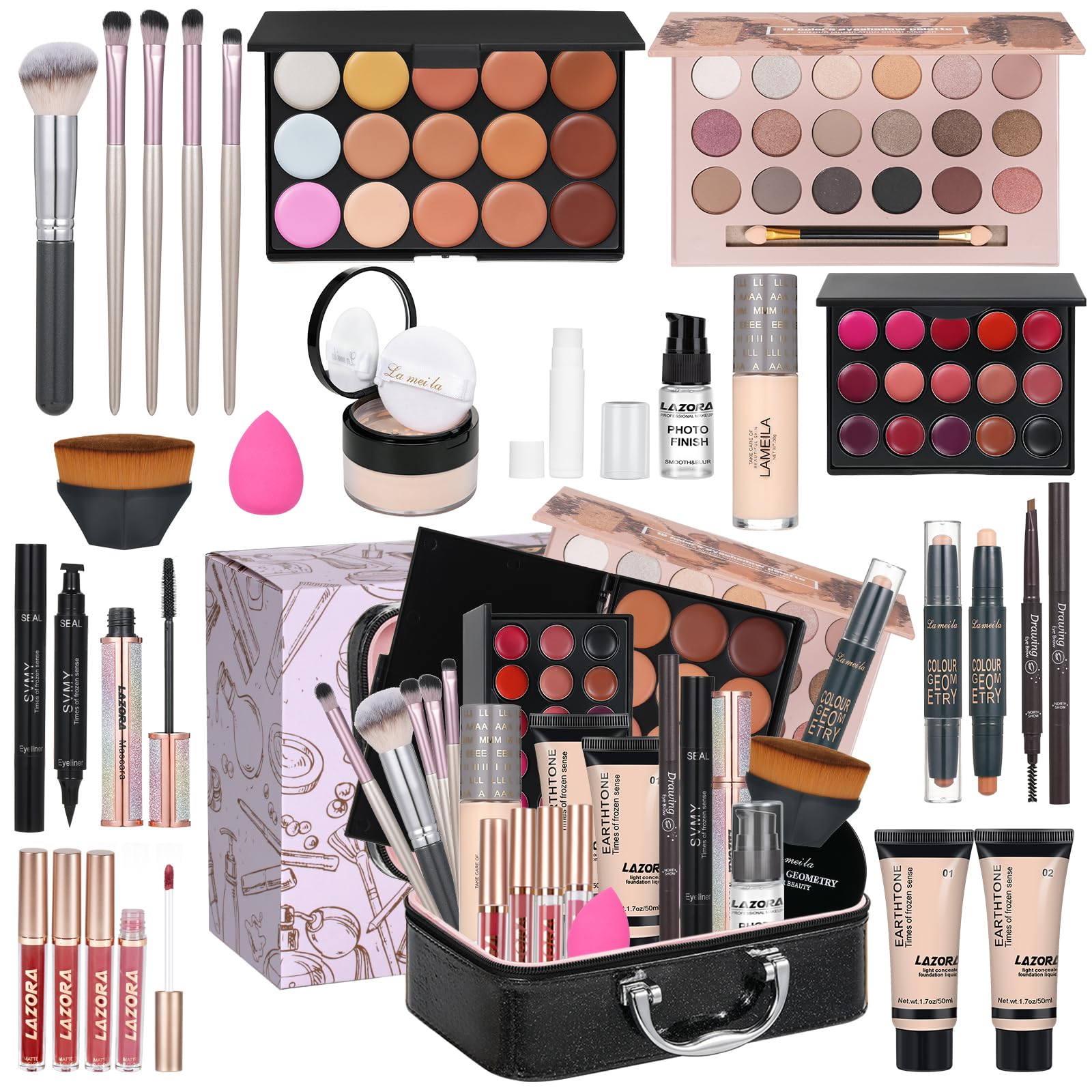 All in One Makeup Kit Makeup Kit for Women Full Kit Makeup Set Multipurpose Bundle Holiday Gift Box Essential Starter Bundle Include Full Makeup Kit for Women (Box3)